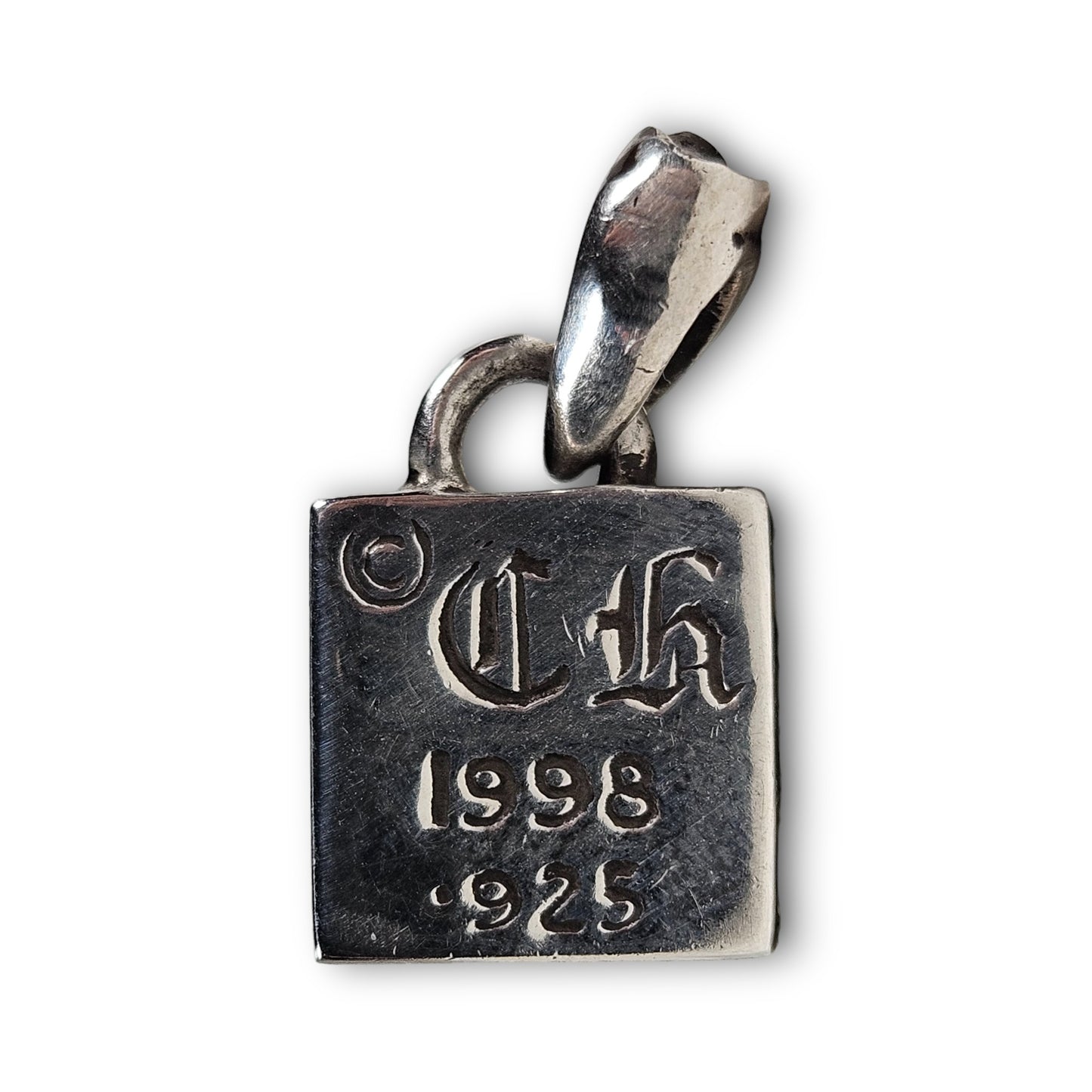 Chrome Hearts Framed Heart Pendant Charm Sterling Silver Hardware