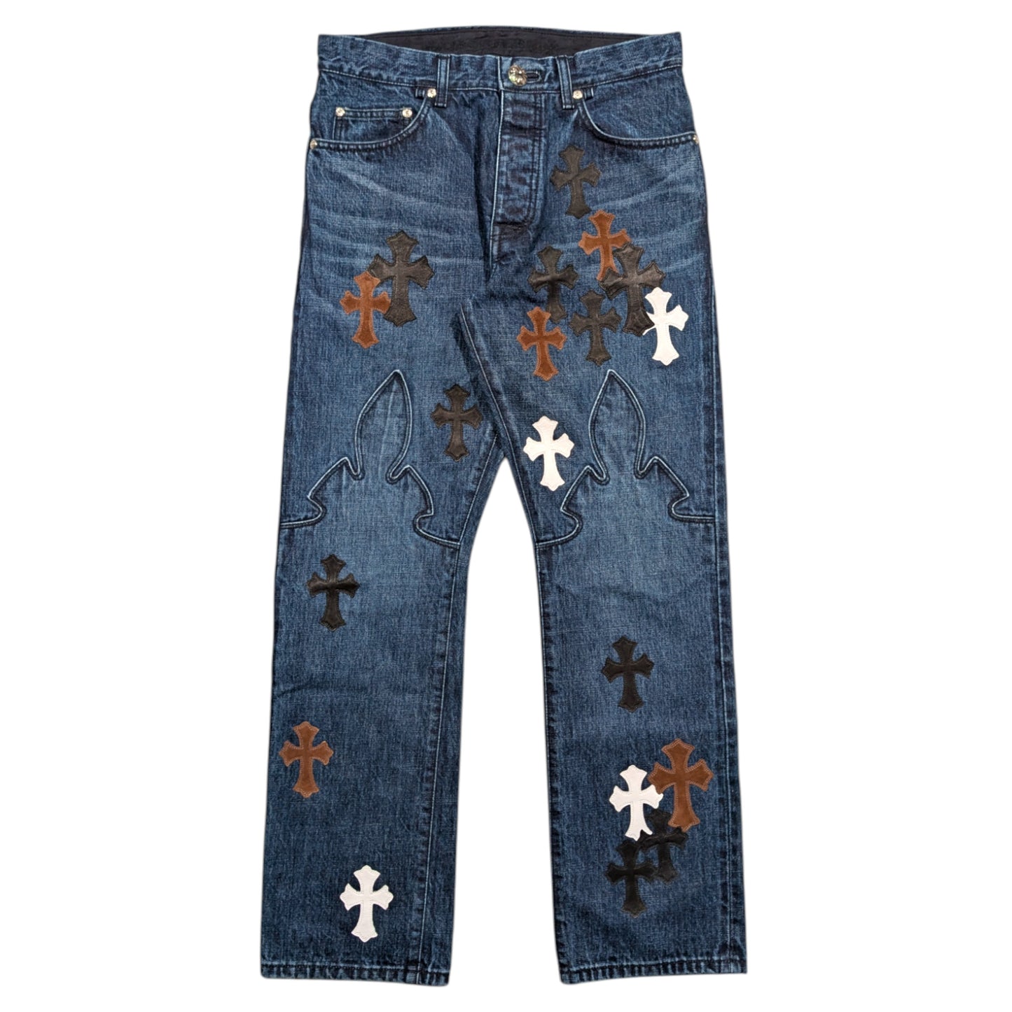 Fleur Knee Denim Cross Patch Jeans