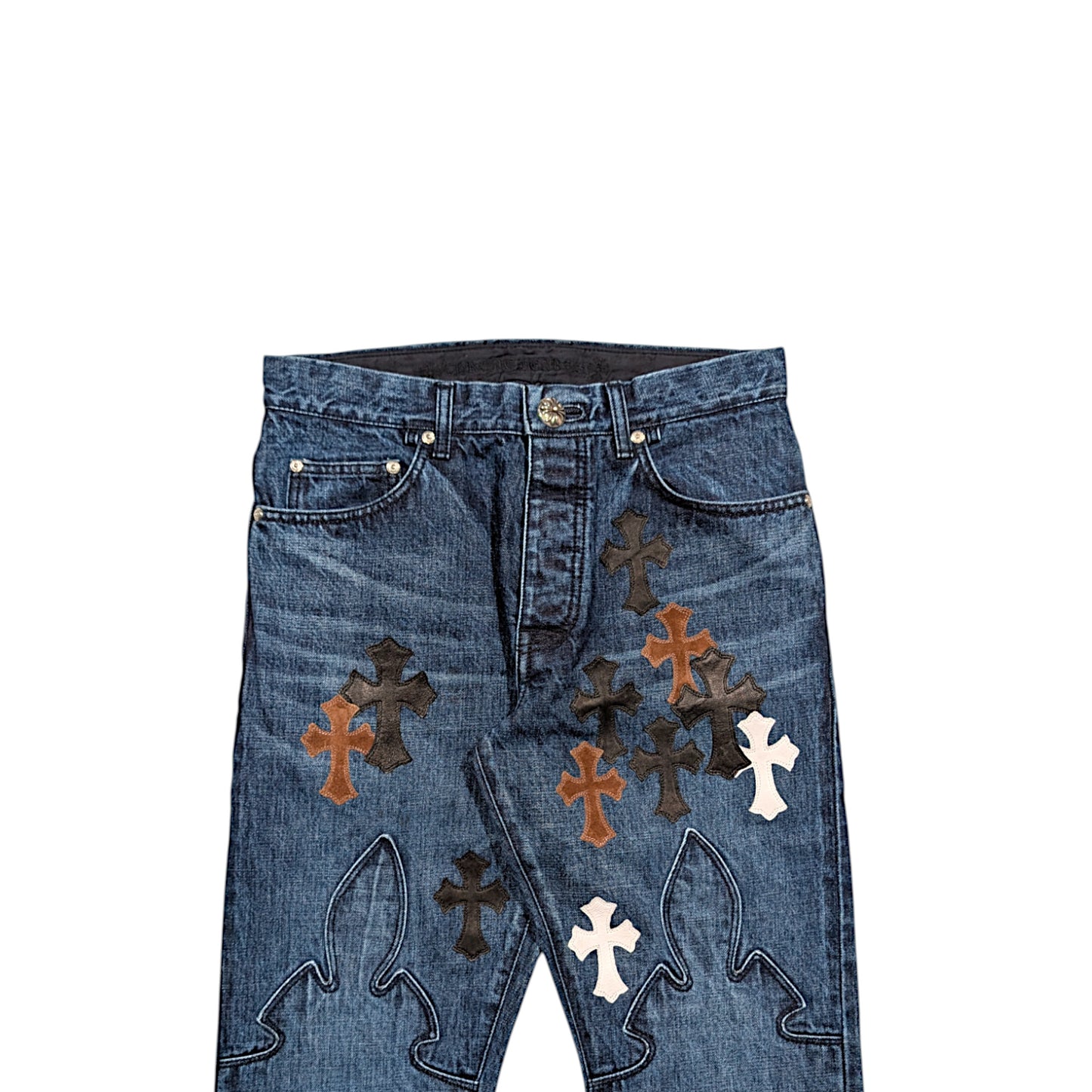 Fleur Knee Denim Cross Patch Jeans