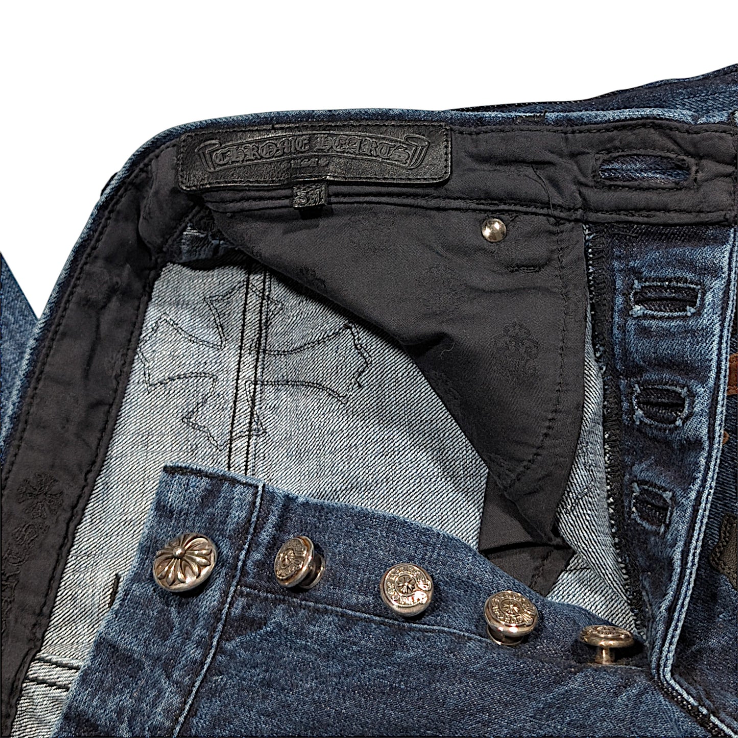 Fleur Knee Denim Cross Patch Jeans