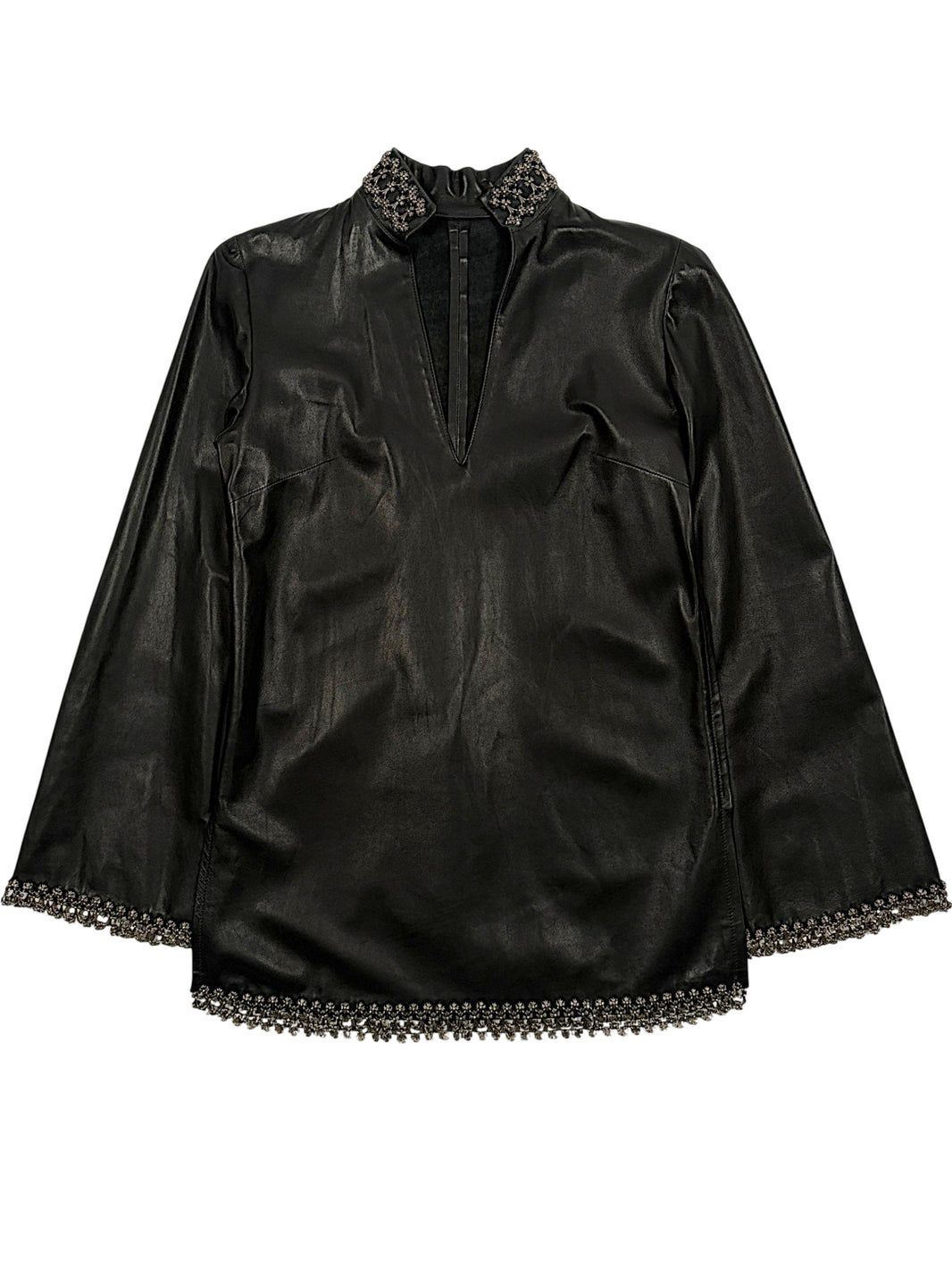 Plus Cross Silver Links Trimming Chrome Hearts Leather Tunic