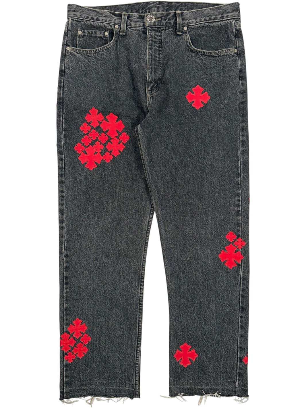 Chrome Hearts Levi's Grey Jeans Red Leather Cross Patches