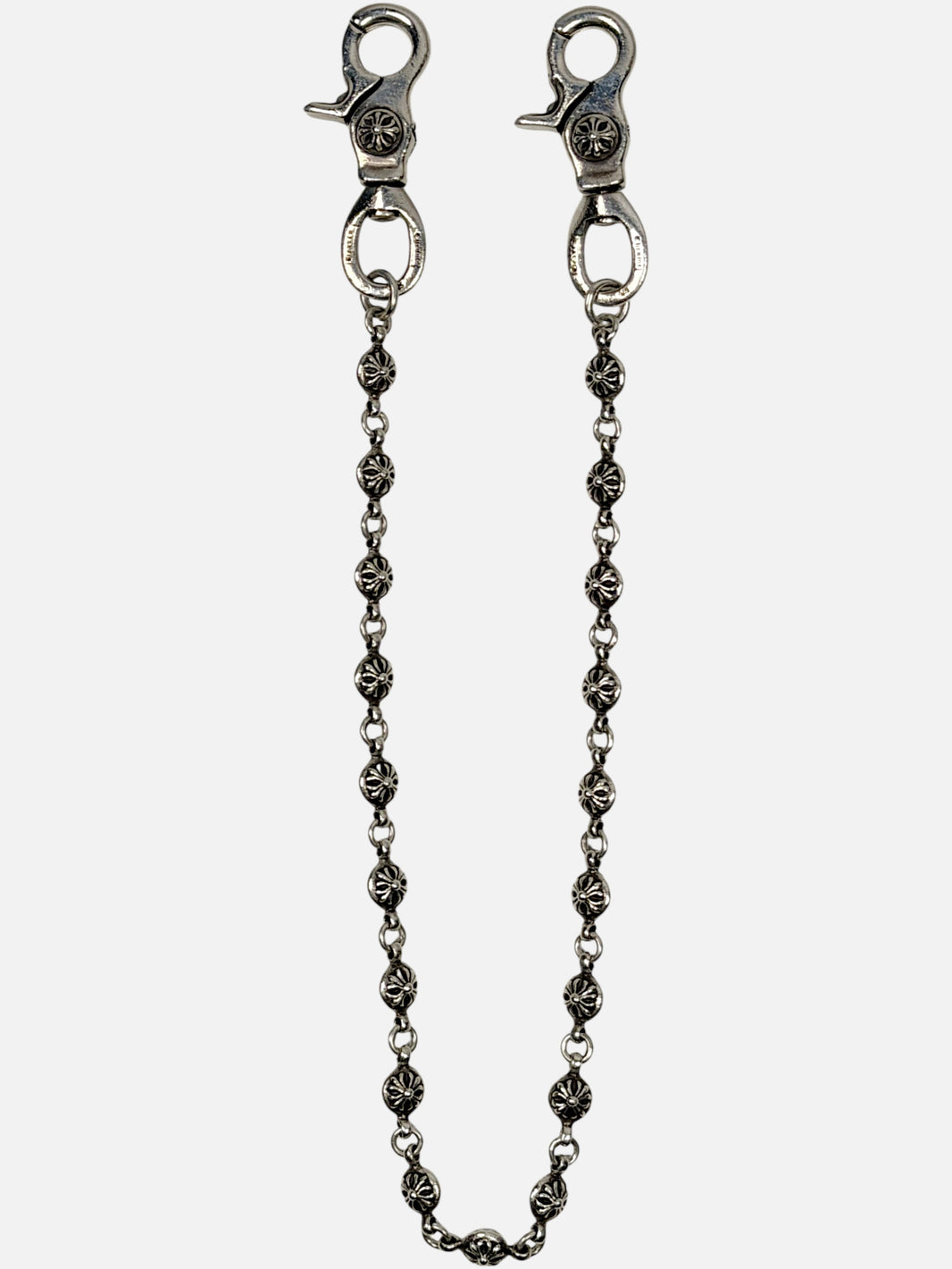 Chrome Hearts Long Cross Ball Wallet Chain .925 Silver Double Lobster Clasp