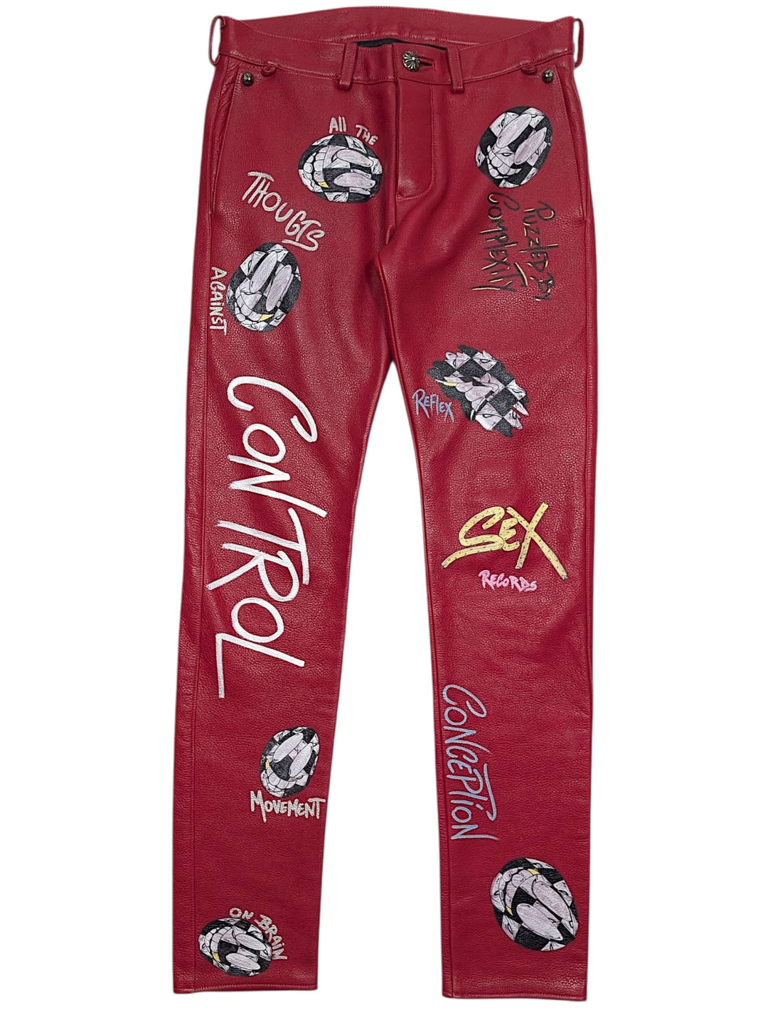 Young Thug CH Matty Boy Sex Records Red Leather Chino Pants