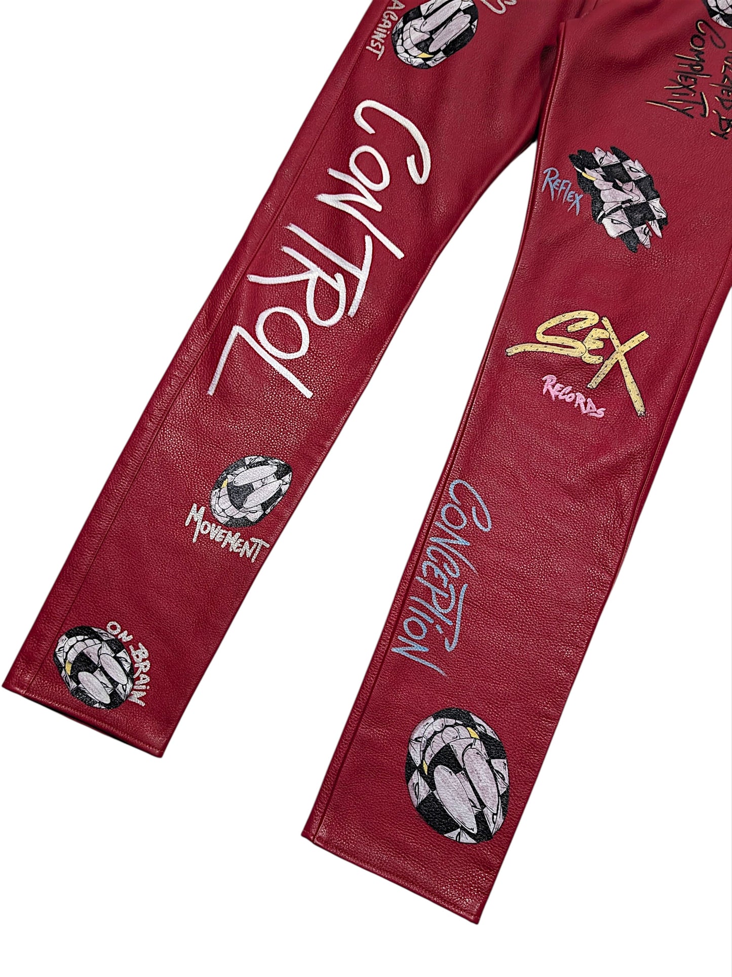 Young Thug CH Matty Boy Sex Records Red Leather Chino Pants