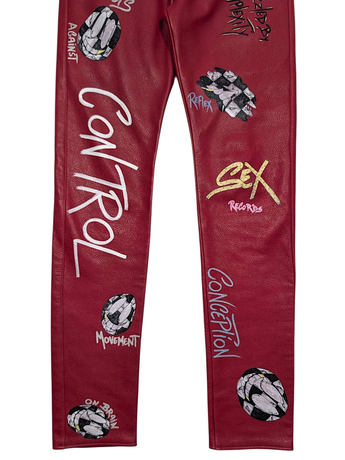 Young Thug CH Matty Boy Sex Records Red Leather Chino Pants
