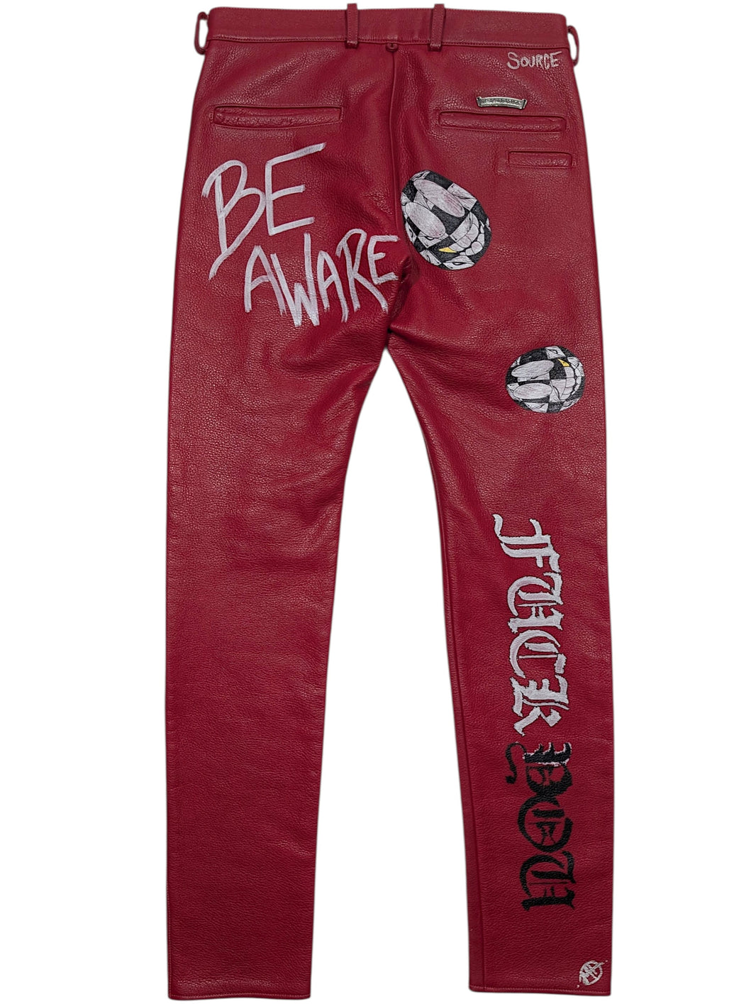 Chrome Hearts Young Thug's Hand Painted Leather Matty Boy Chino Pants 1/1 Sterling Silver Hardware