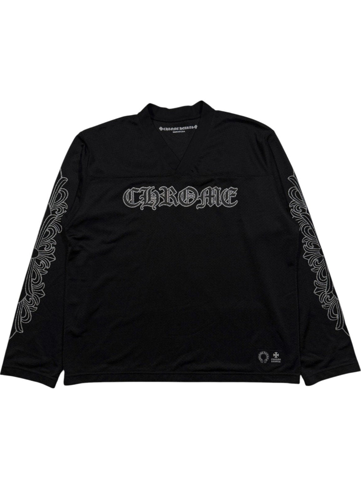 Chrome Hearts Stadium Warm Up Jersey LS Mesh Shirt Black | YP