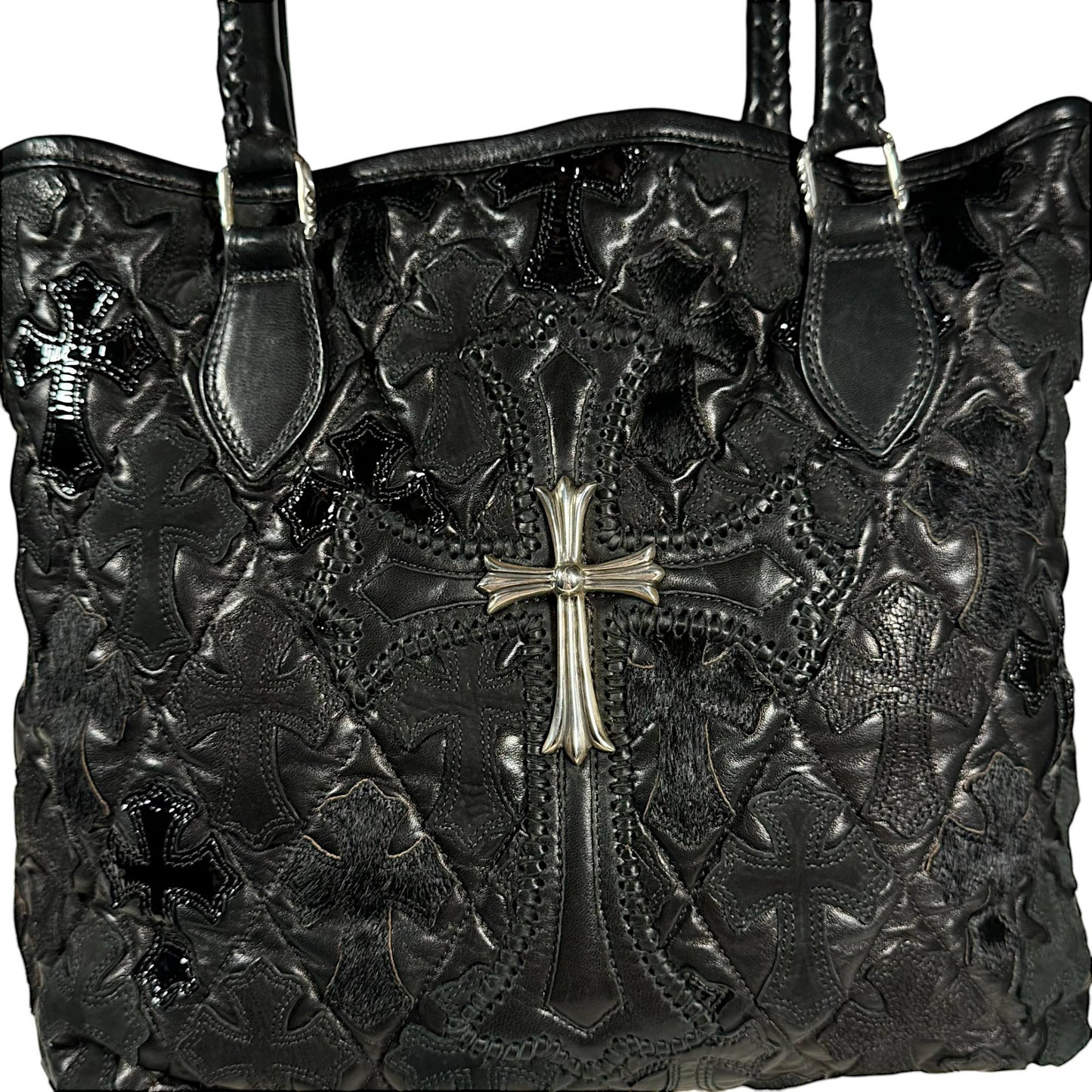 Cemetery Cross Patch Quilt Tote Bag