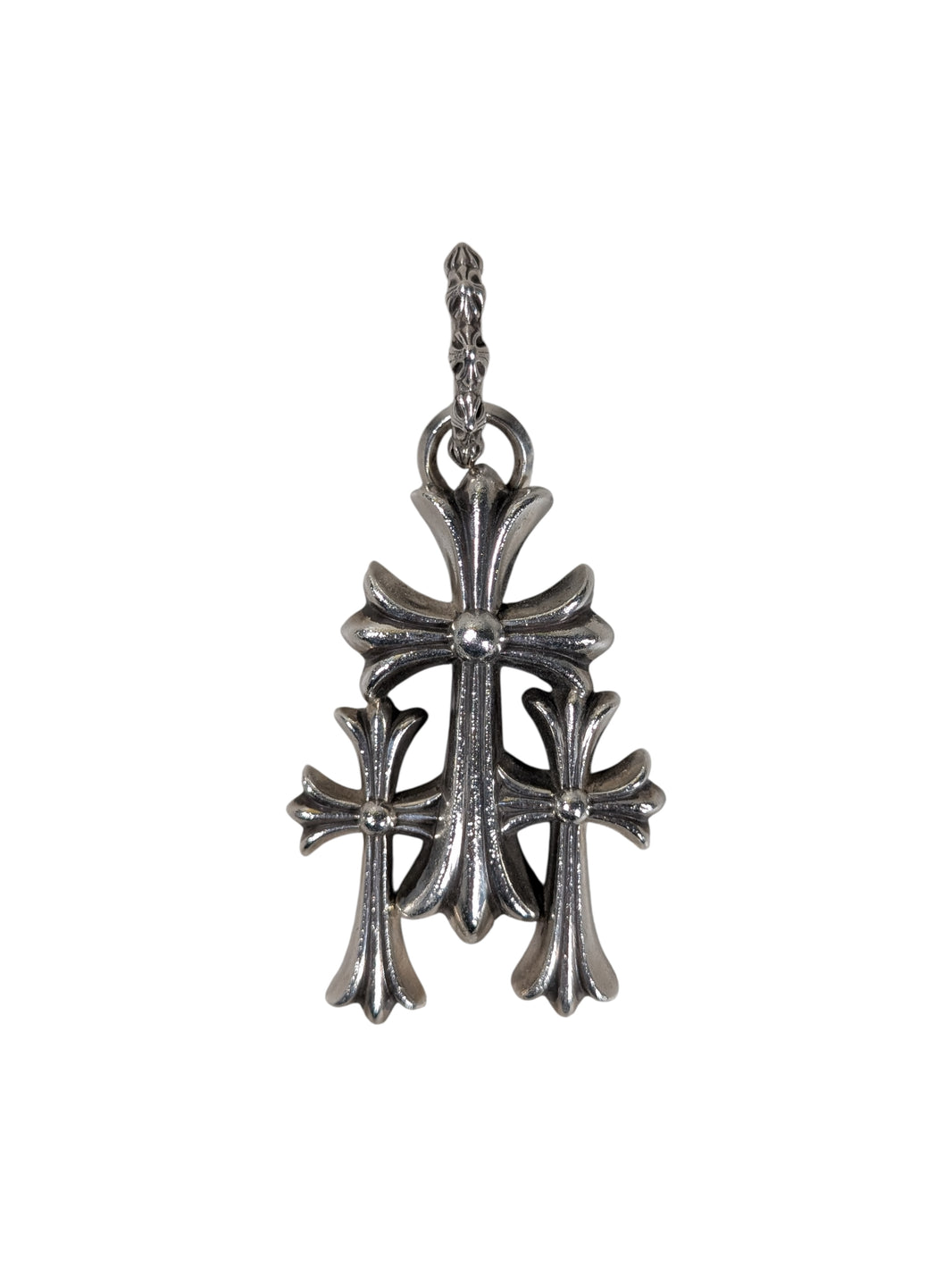chrome hearts large triple cross pendant charm keychain sterling silver 925 front view jewelry