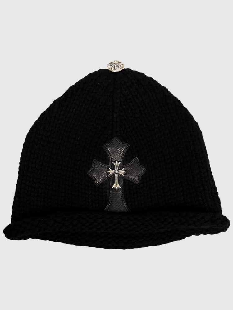 Chrome Hearts Cross Patch Beanie Knit Silver Cross