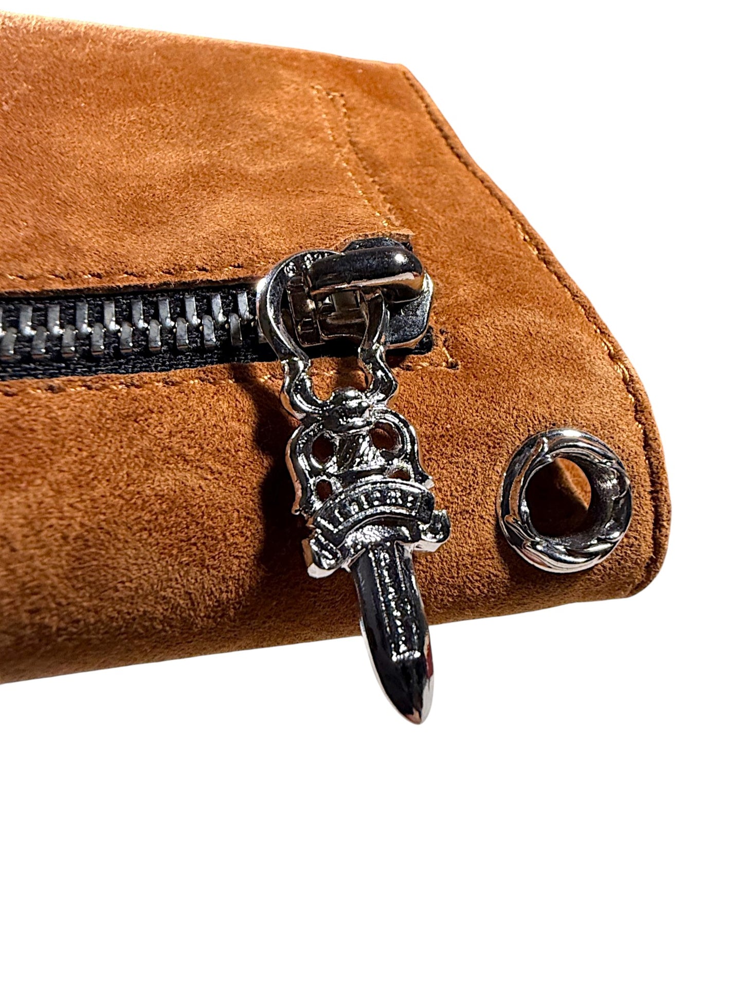 Chrome Hearts Suede Rhodium Wave Wallet Genuine