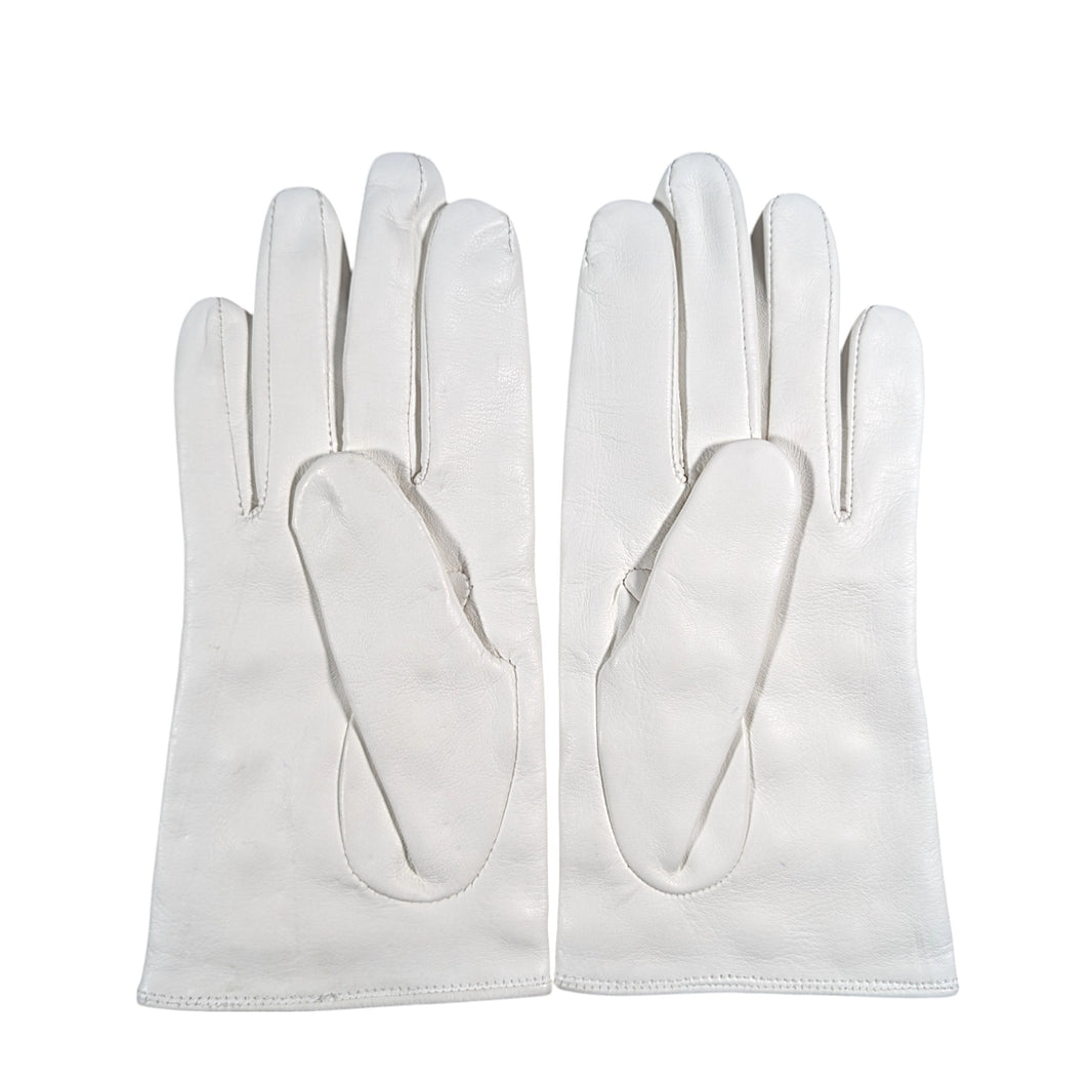Chrome Hearts Leather & Silk Leather Gloves w/ flooded CH Plus Silver Studs Archival