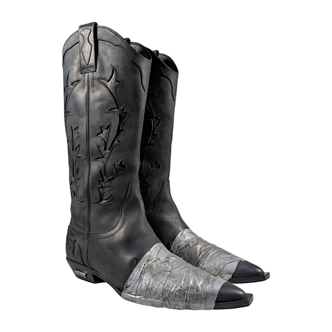 ERD Black Duct Tape Cowboy Boots