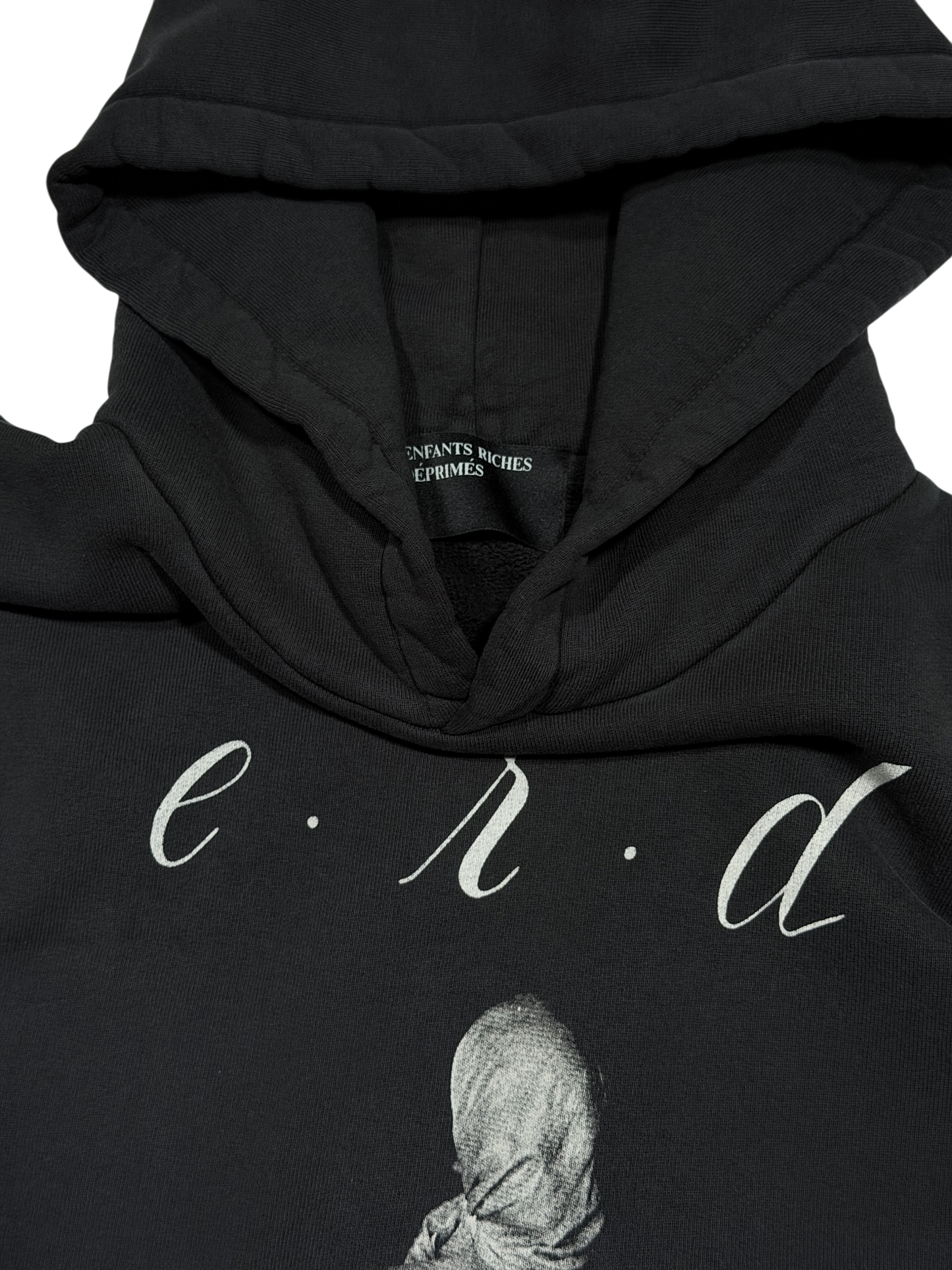 ERD Cursive Script Logo Black Cotton Fleece Hoodie