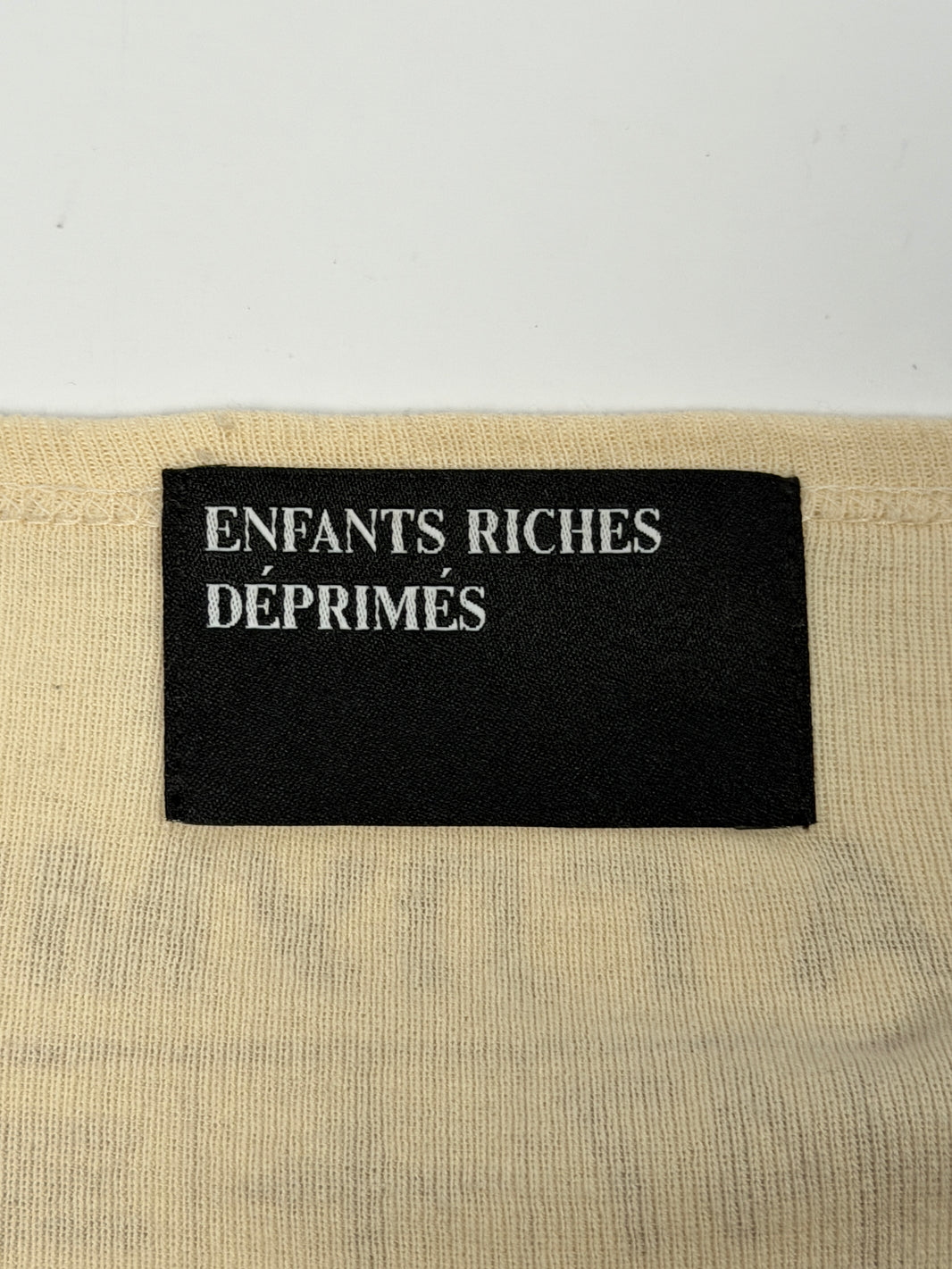 ERD Ribbed Cotton Long Sleeve Tee Cream with Black Sleeves