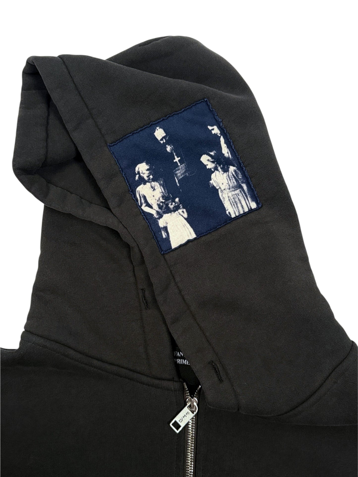 Navy photo patch on Enfants Riches Déprimés Russian Choir hooded sweatshirt