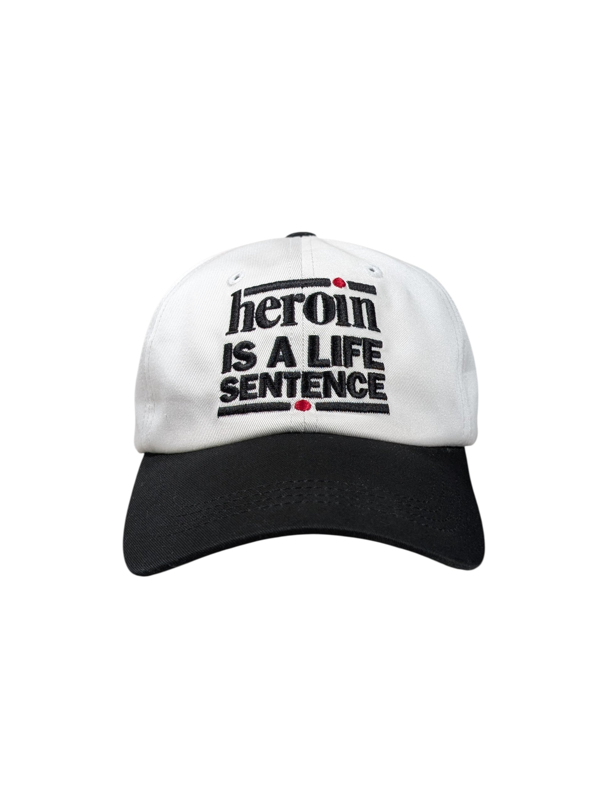 enfants riches deprimes erd herion is a life sentence 6 panel baseball hat white black red cotton twill