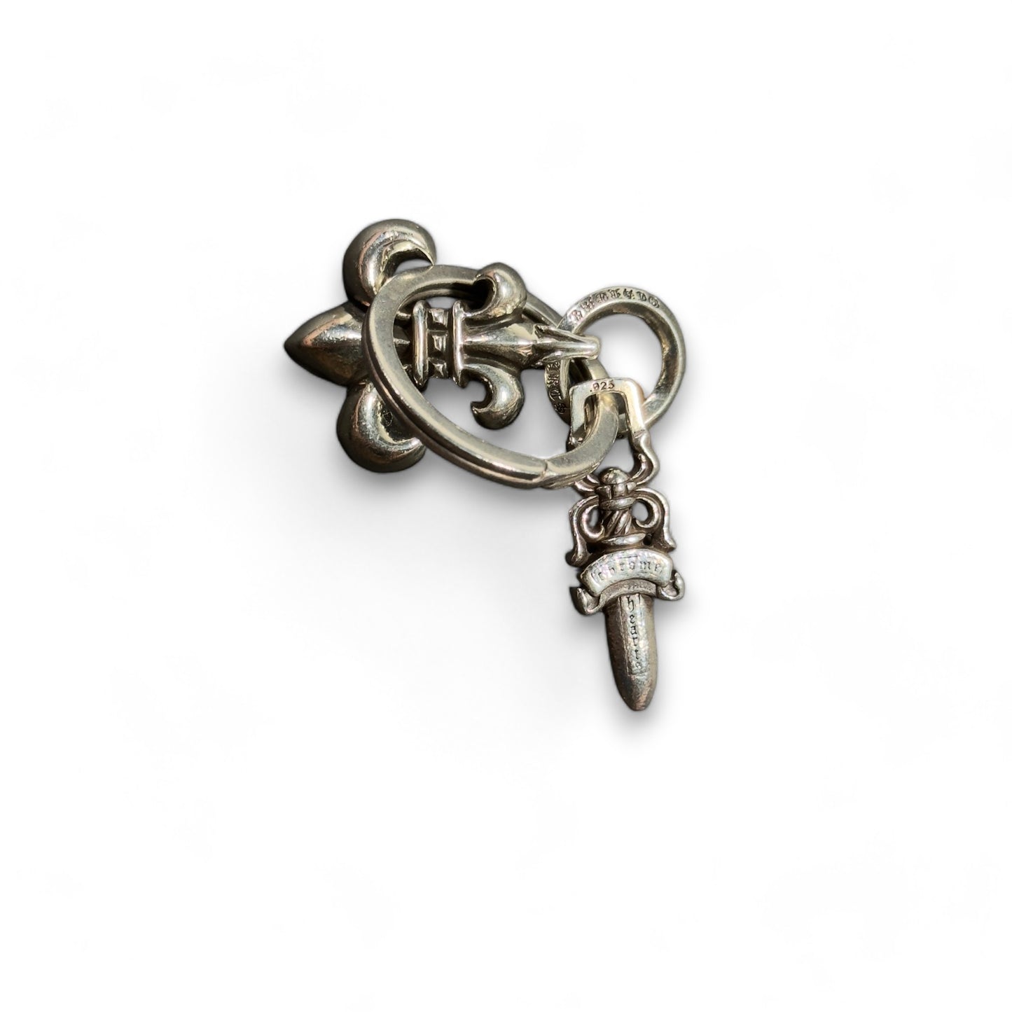 Chrome Hearts Fleur De lis Key Ring Keychain Pendant Sterling Silver Hardware