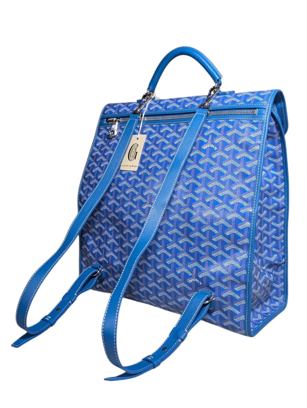 Goyard Sky Blue Saint Léger Foldable Backpack Sterling Silver Hardware