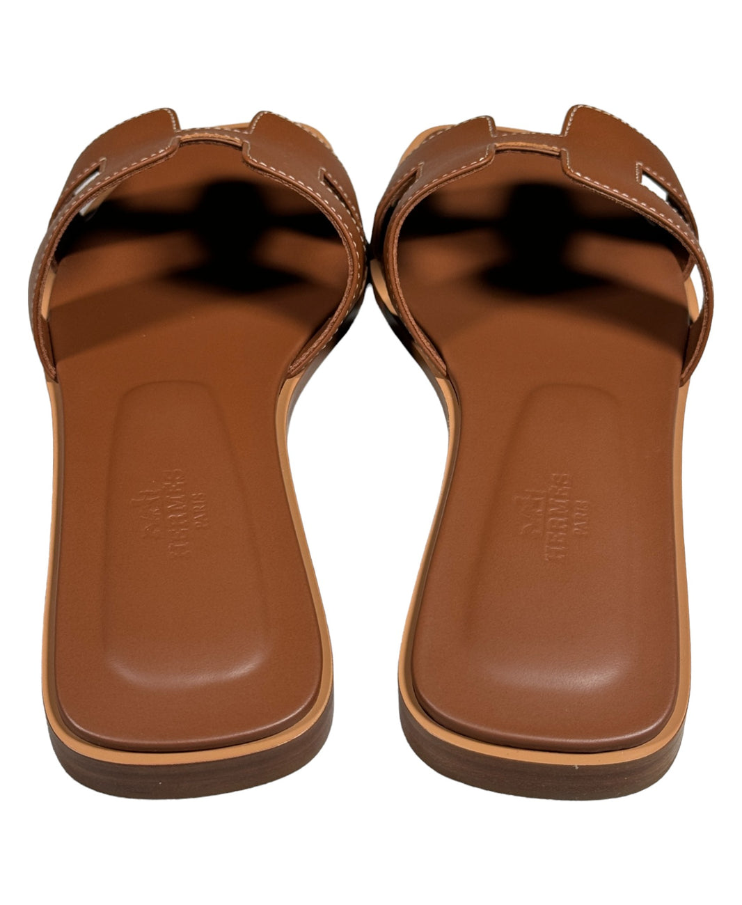 brown hermes oran sandals