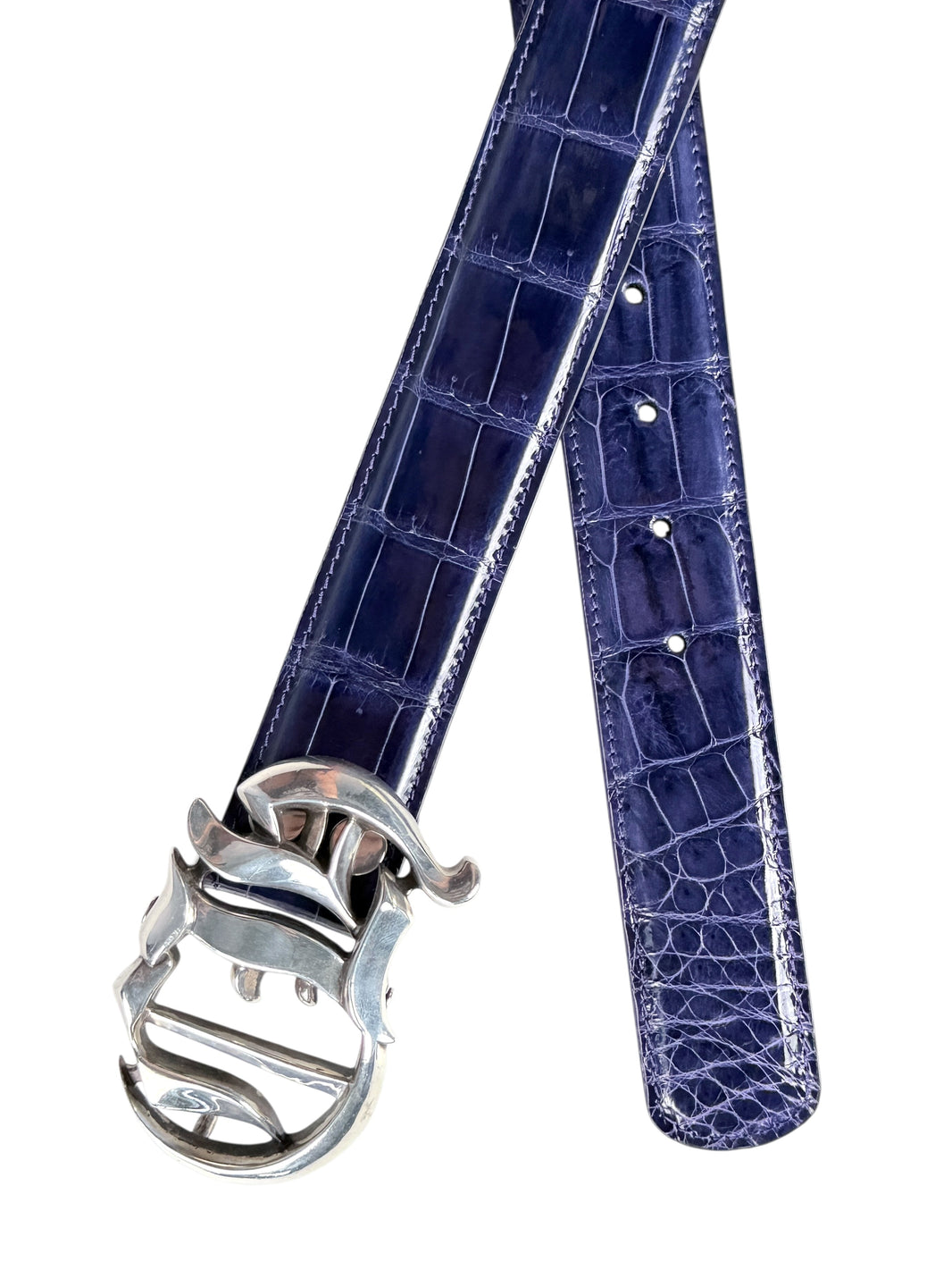 AMAL glossy lavender crocodile belt strap V2 exotic leather
