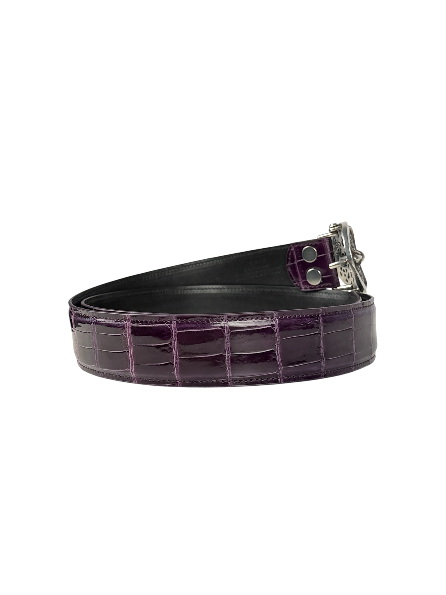 AMAL V2 belt strap shown with Chrome Hearts oval cross buckle
