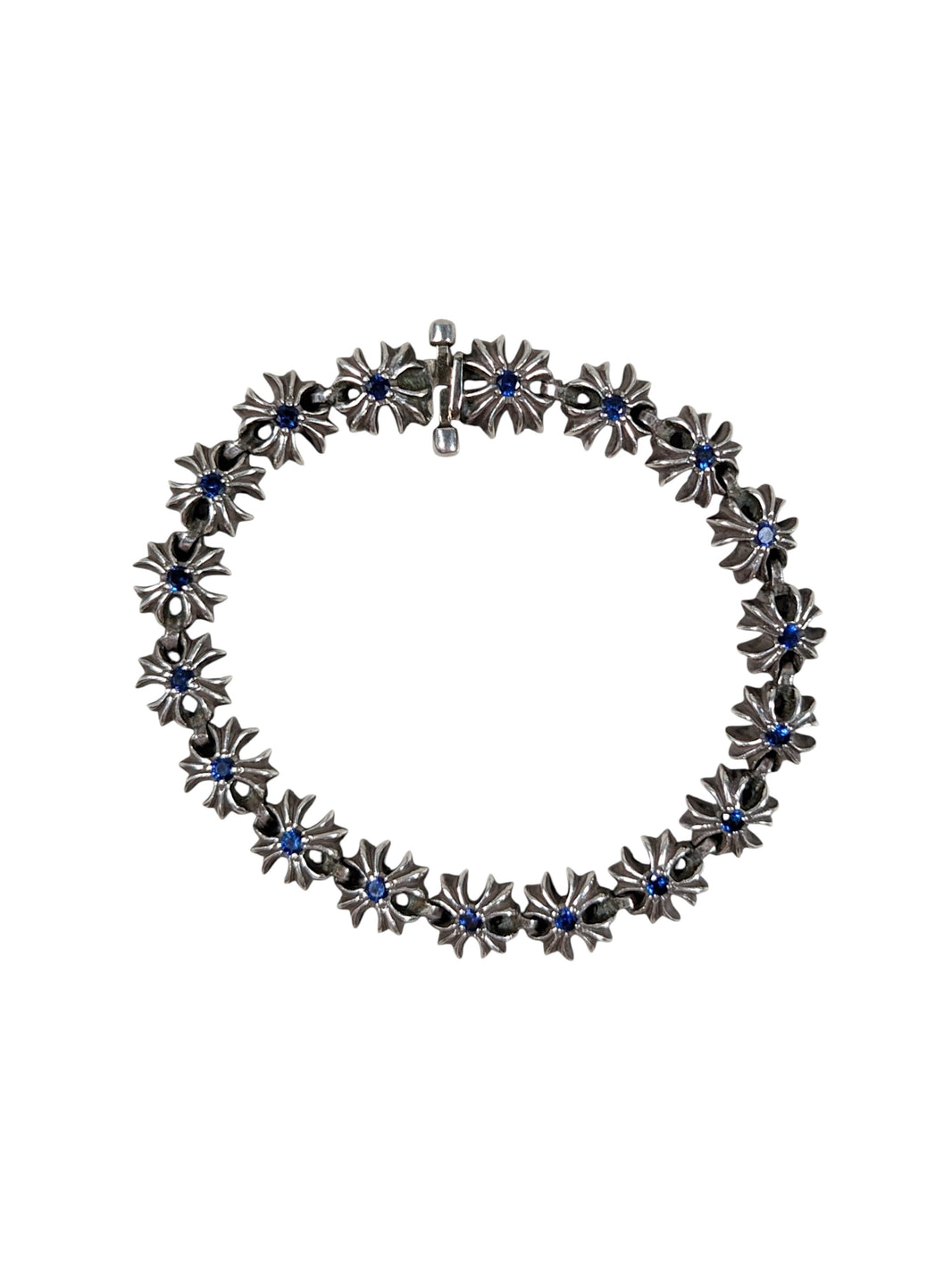 chrome hearts tiny ch plus bracelet sterling silver 925 blue sapphire gemstone jewelry rare