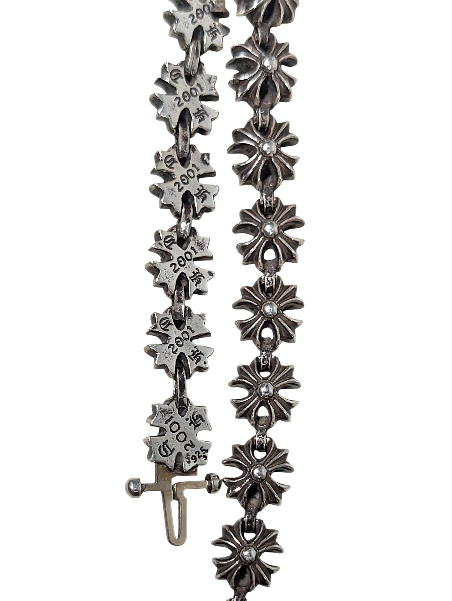 chrome hearts tiny plus bracelet engraving detail sterling silver collectible rare jewelry accessory