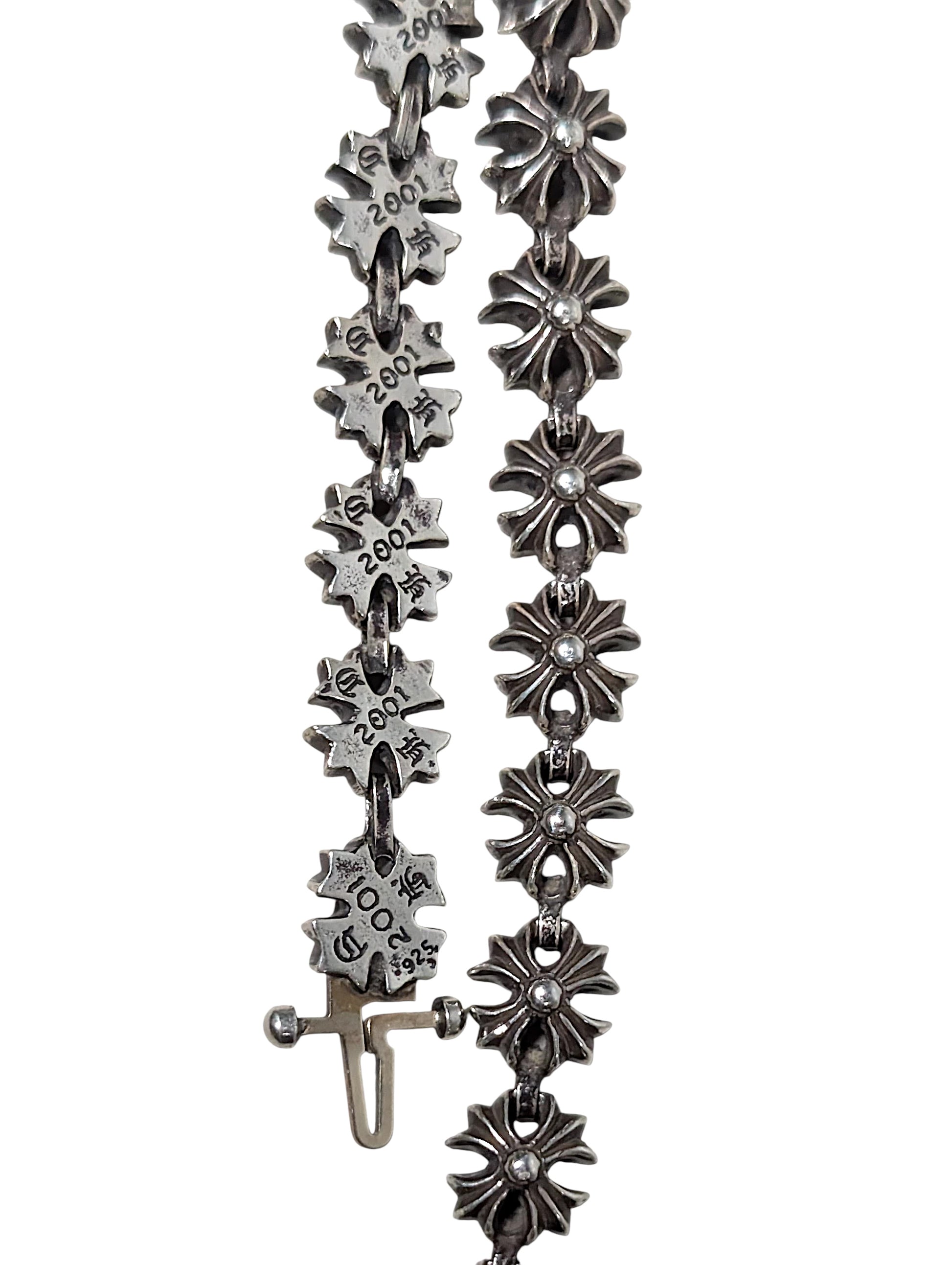 chrome hearts tiny plus bracelet engraving detail sterling silver collectible rare jewelry accessory