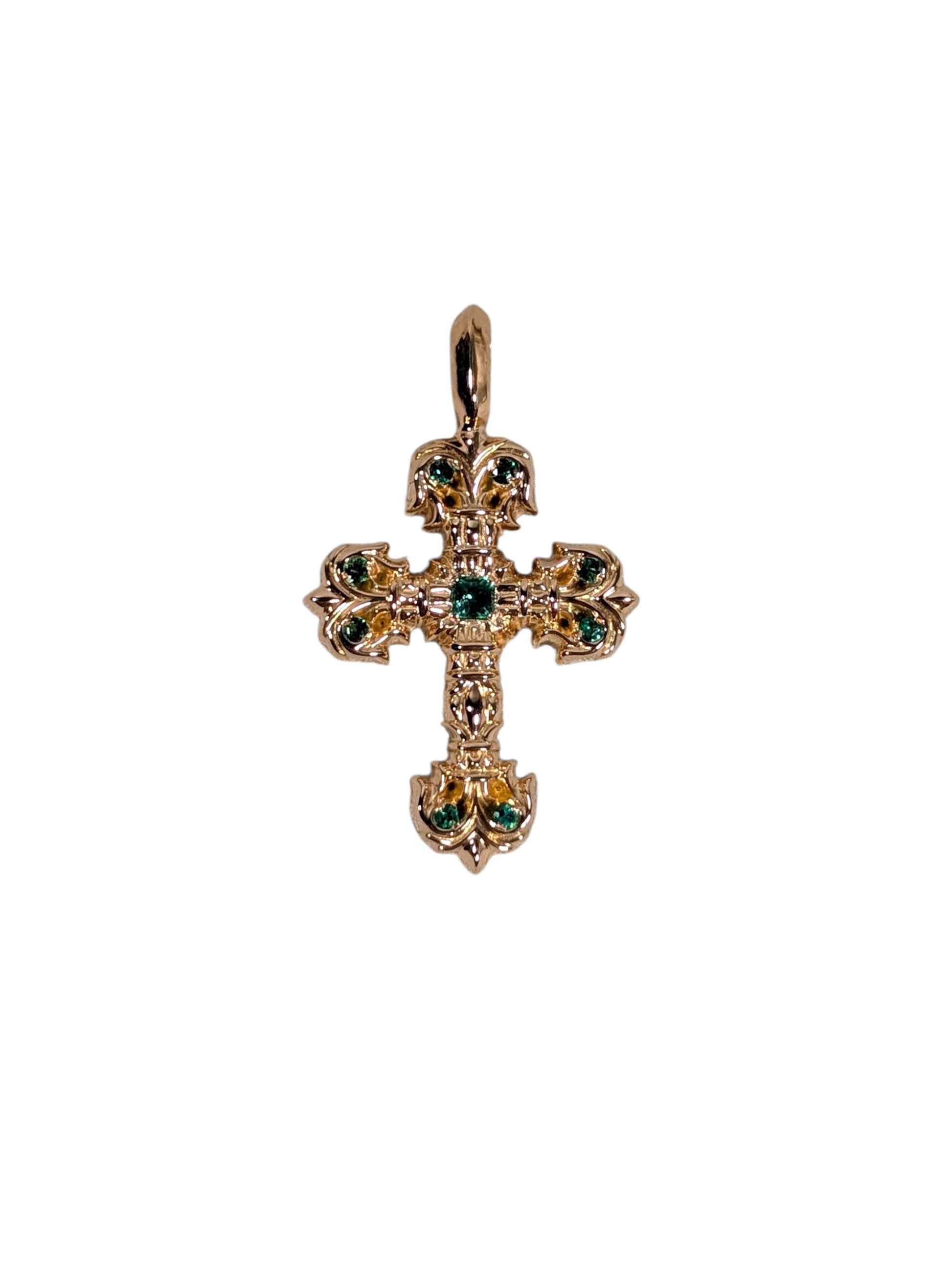 chrome hearts xs filigree cross pendant 22k gold emerald charm jewelry rare collectible