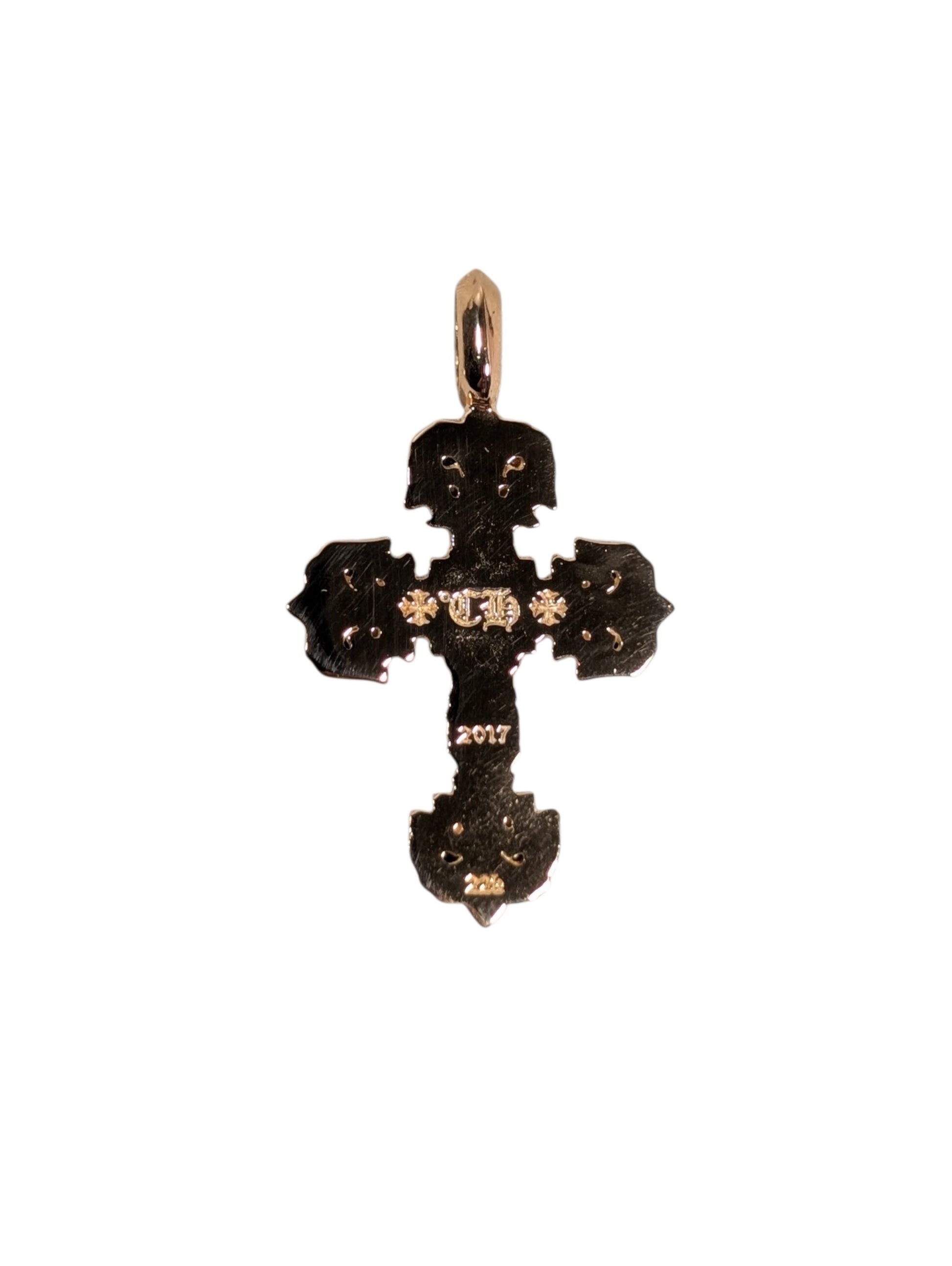 chrome hearts xs filigree pendant emerald 22k gold cross charm luxury jewelry collectible
