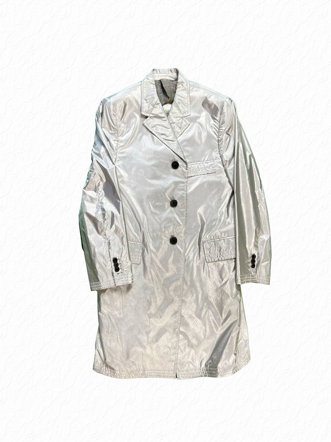 Thom Browne Reflective M3 Nylon Chesterfield Coat in Silver