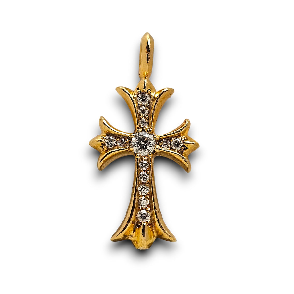 Pavé Diamond 22k Tiny Cross Pendant by Chrome Hearts | YP Collective