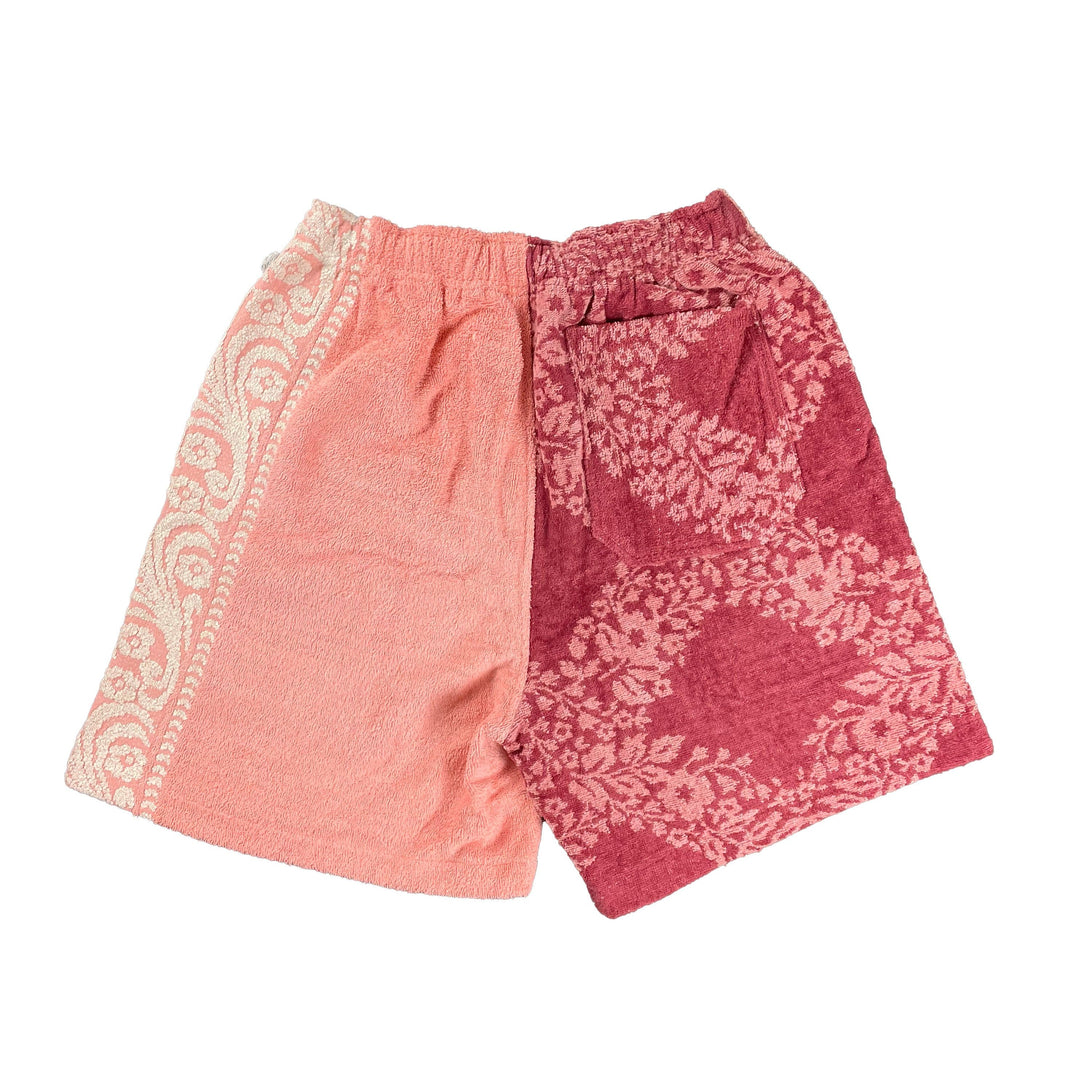 BODE Vintage 60s Duo Towel Shorts Floral Wine 1/1 Sterling Silver Hardware