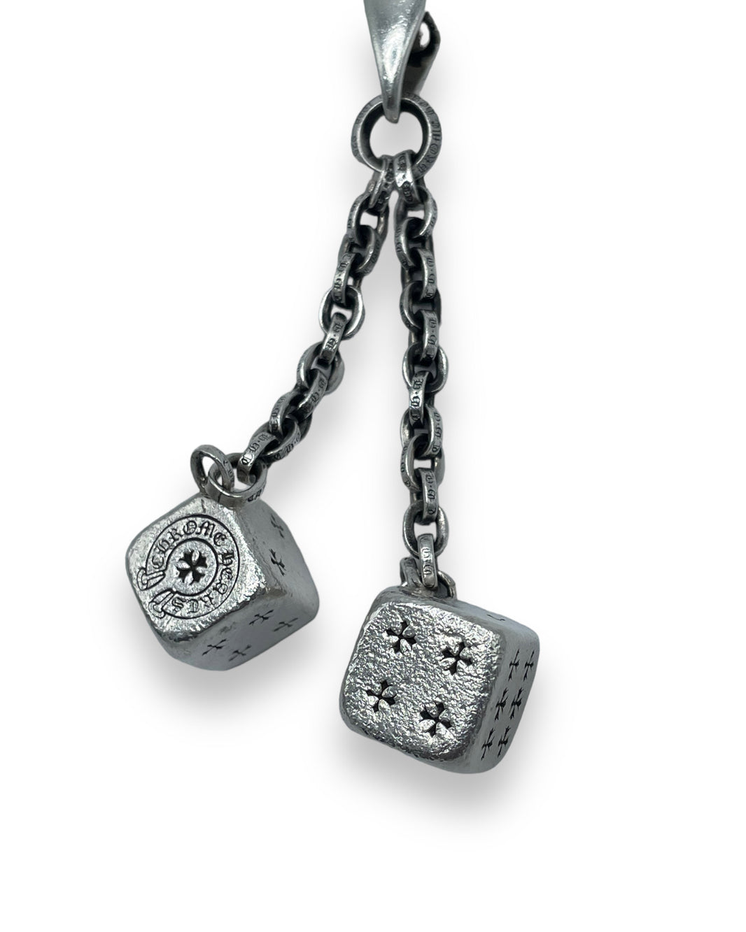 Chrome Hearts Dice Paperchain Keychain Sterling Silver Hardware