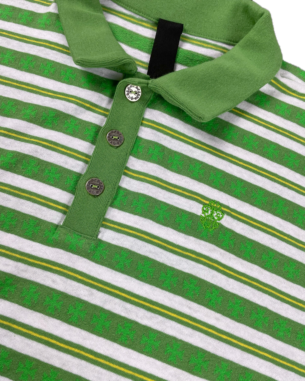 Chrome Hearts Green Striped CH Plus LS Polo Shirt Verified YP Collective
