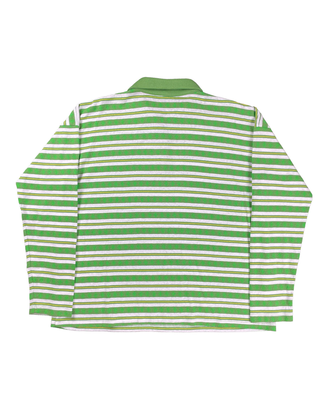 Chrome Hearts Green Striped CH Plus LS Polo Shirt Sterling Silver Hardware