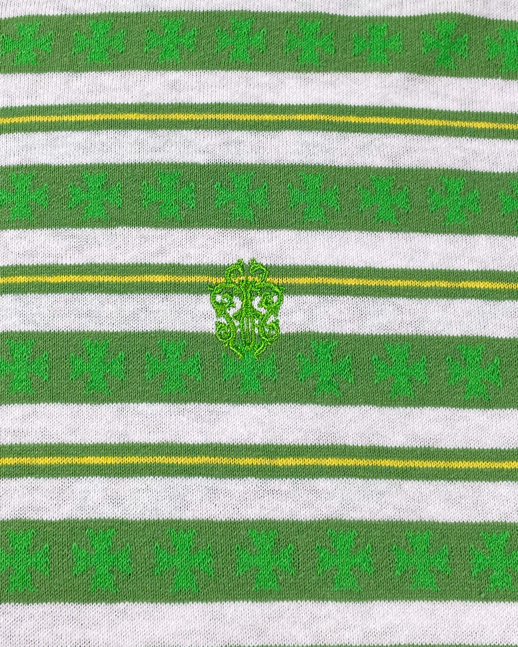Chrome Hearts Green Striped CH Plus LS Polo Shirt Archival