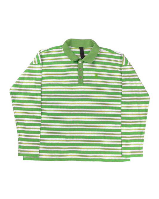 Chrome Hearts Green Striped CH Plus LS Polo Shirt Authentic Shirts