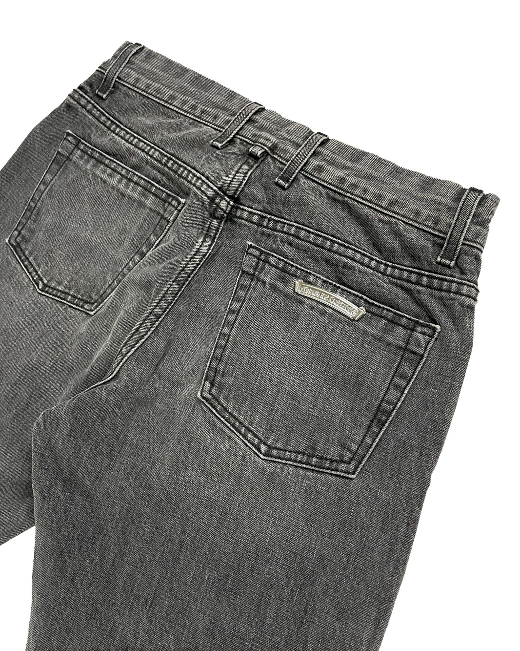 Chrome Hearts Grey Wash Fleur Knee Denim 'Boyscout' Jeans Authenticated Designer