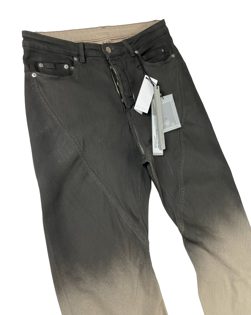 Rick Owens Runway Bias Bootcut Denim - Degrade Black/Pearl Sterling Silver Hardware