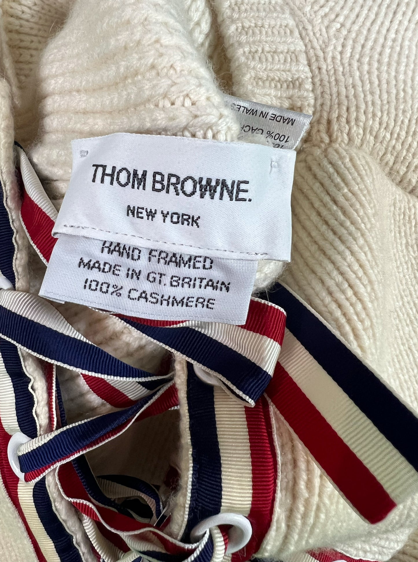 Thom Browne New York hand framed cashmere knit sweater
