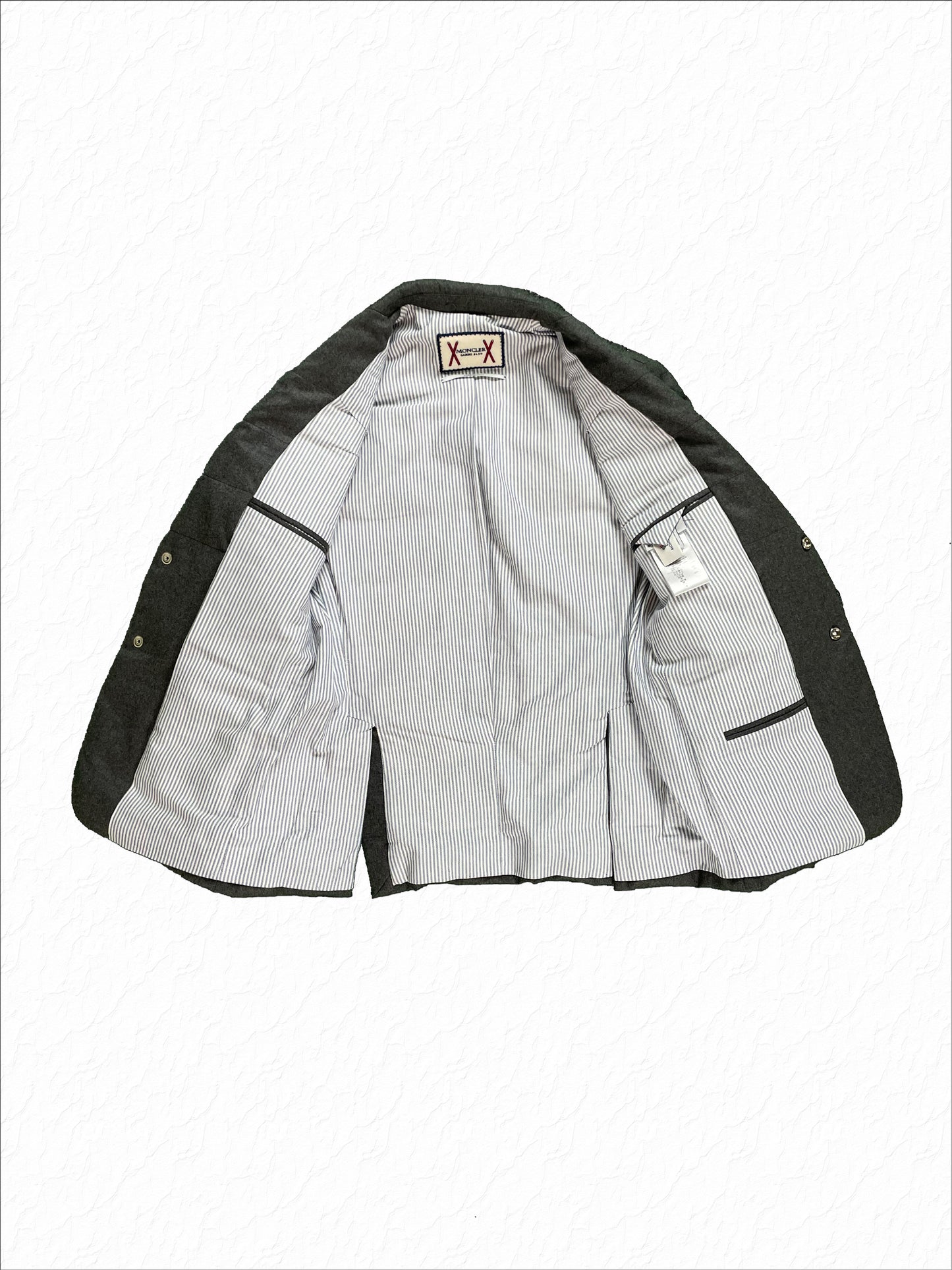 Moncler Gamme Bleu Arm Logo Patch Charcoal Flannel Jacket