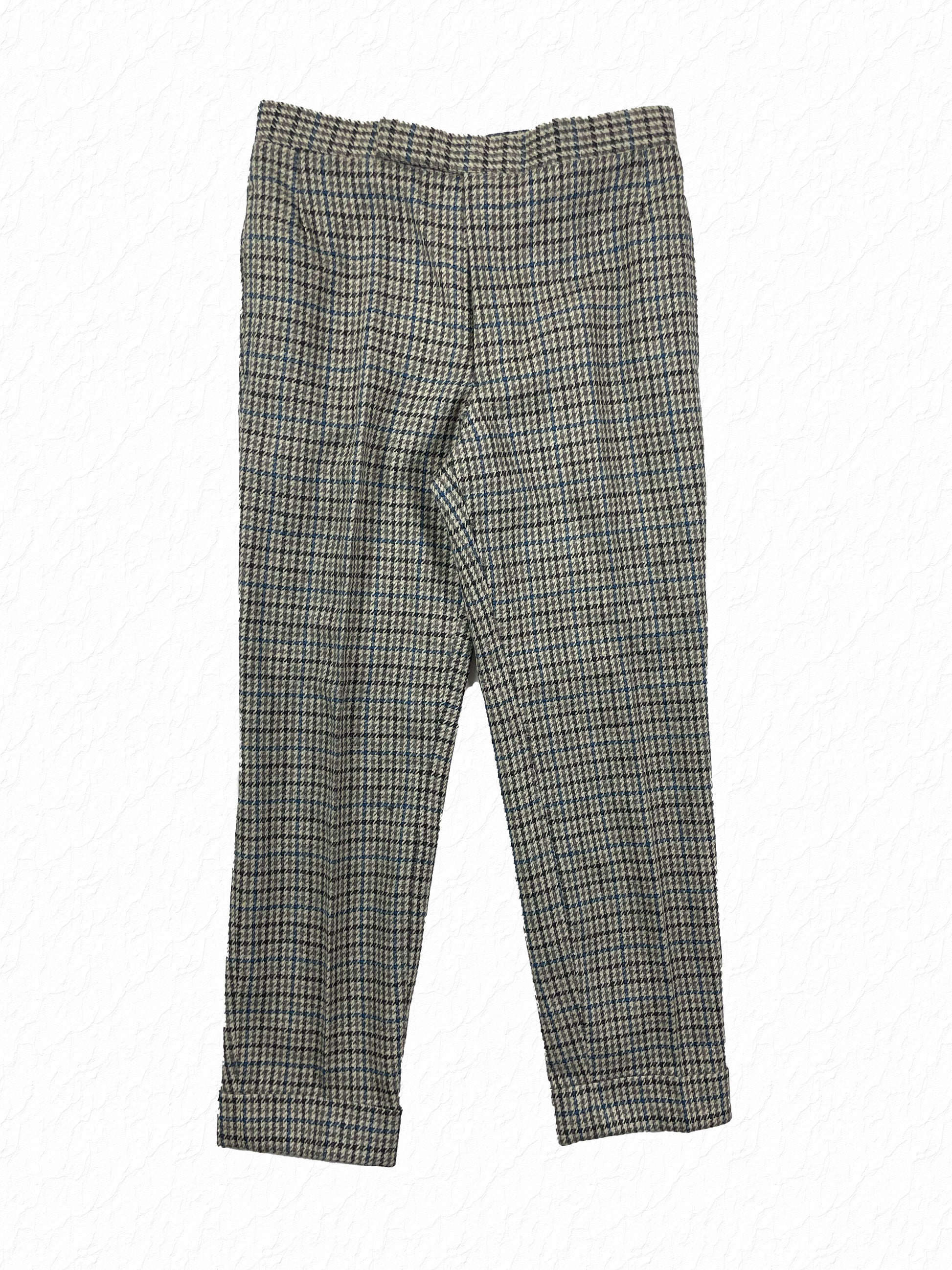Thom Browne houndstooth check wool trousers in grey and blue
