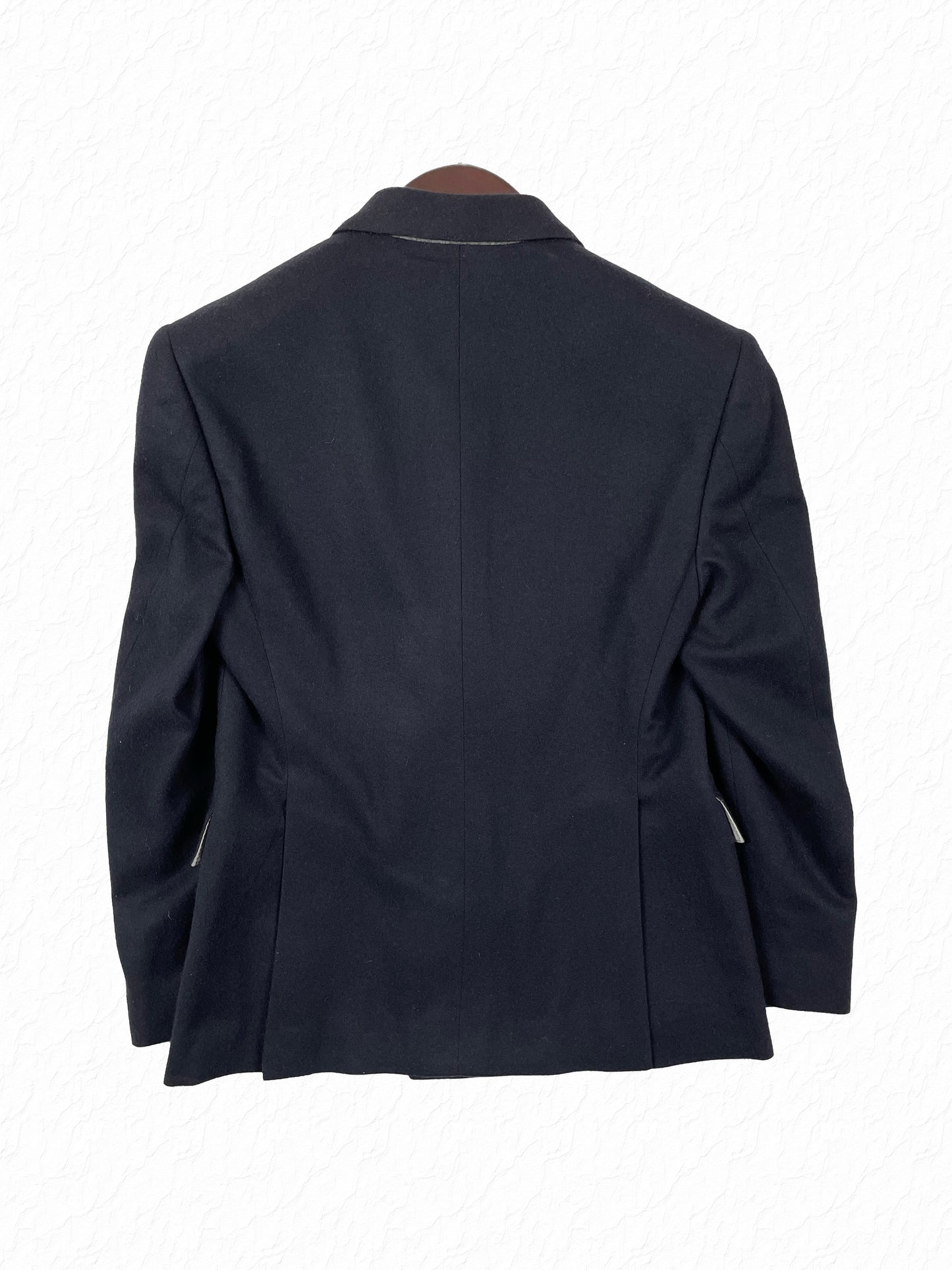 Navy cashmere double breasted Thom Browne tennis button blazer