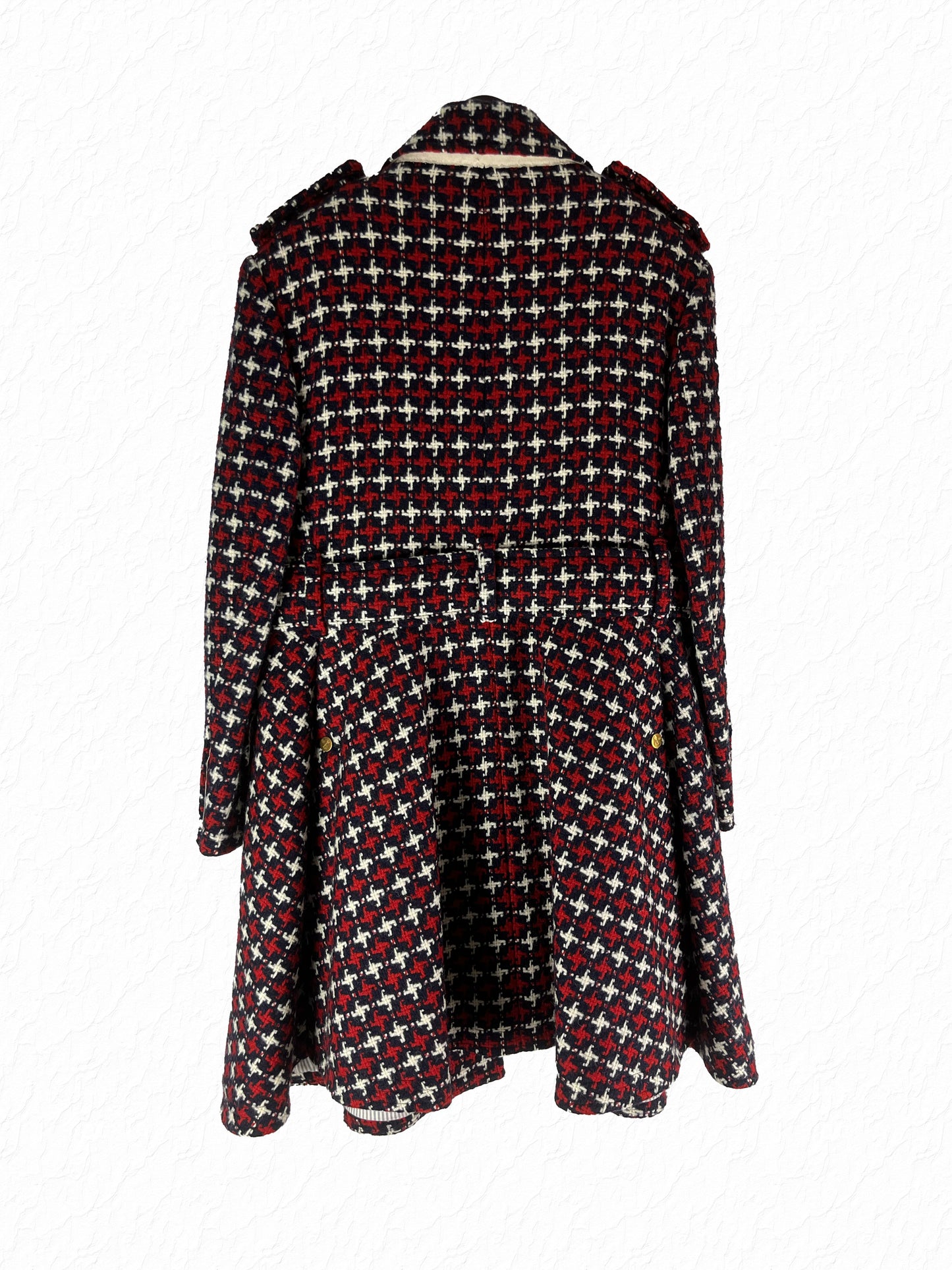 Archival Thom Browne Fall 2009 dogtooth wool A-line military coat size 0