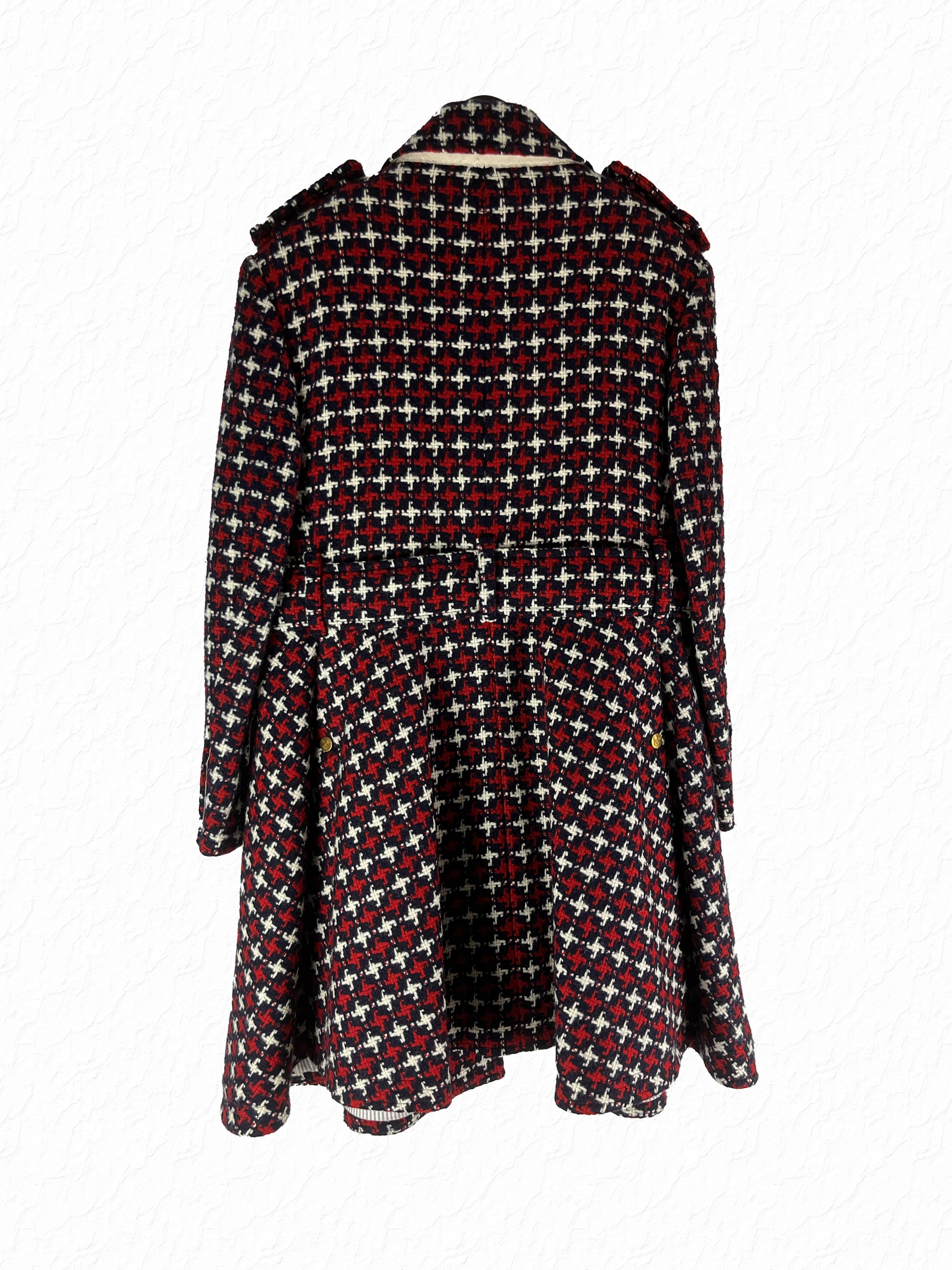 Archival Thom Browne Fall 2009 dogtooth wool A-line military coat size 0