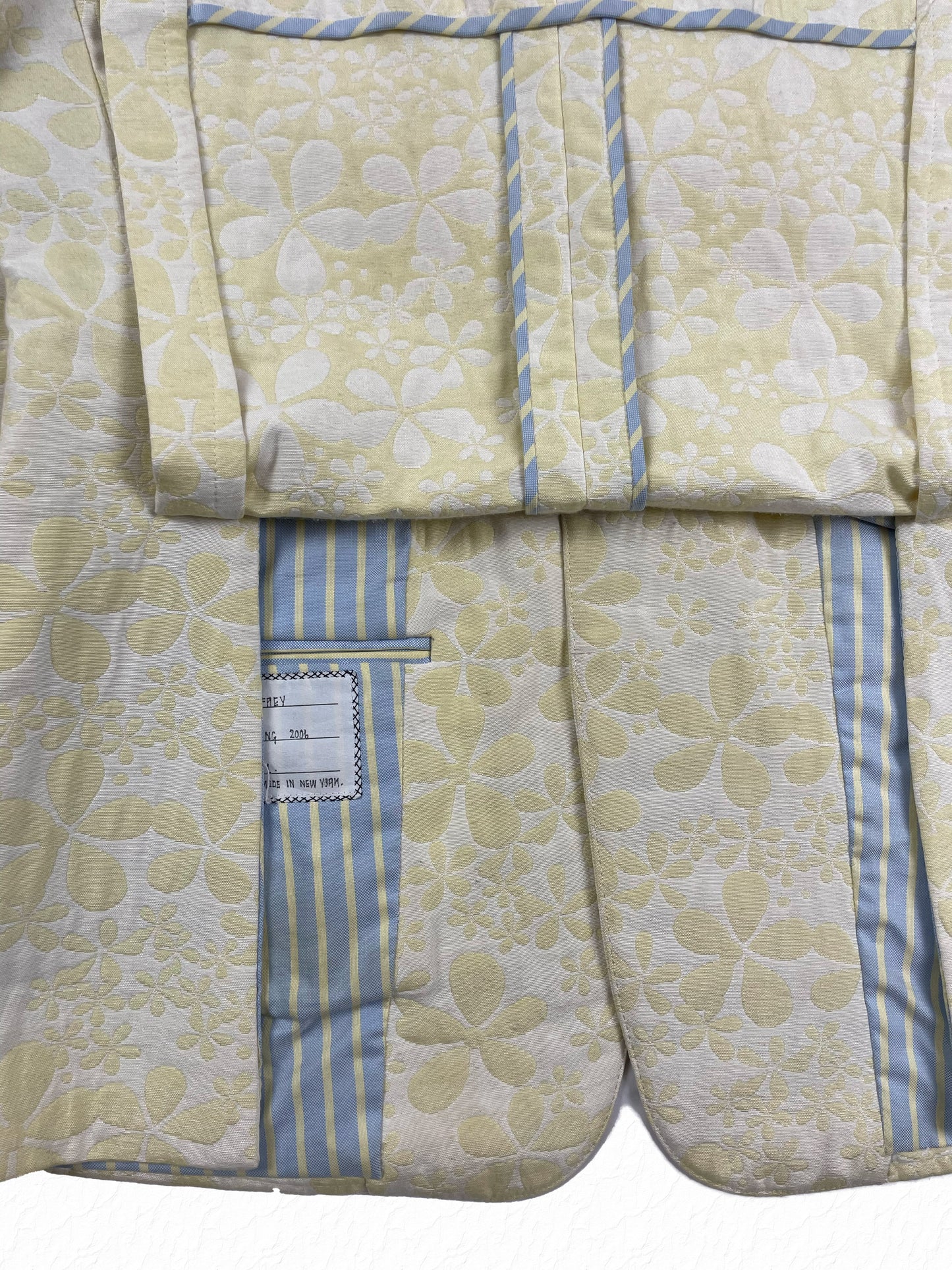 Thom Browne blue and yellow striped grosgrain interior lining