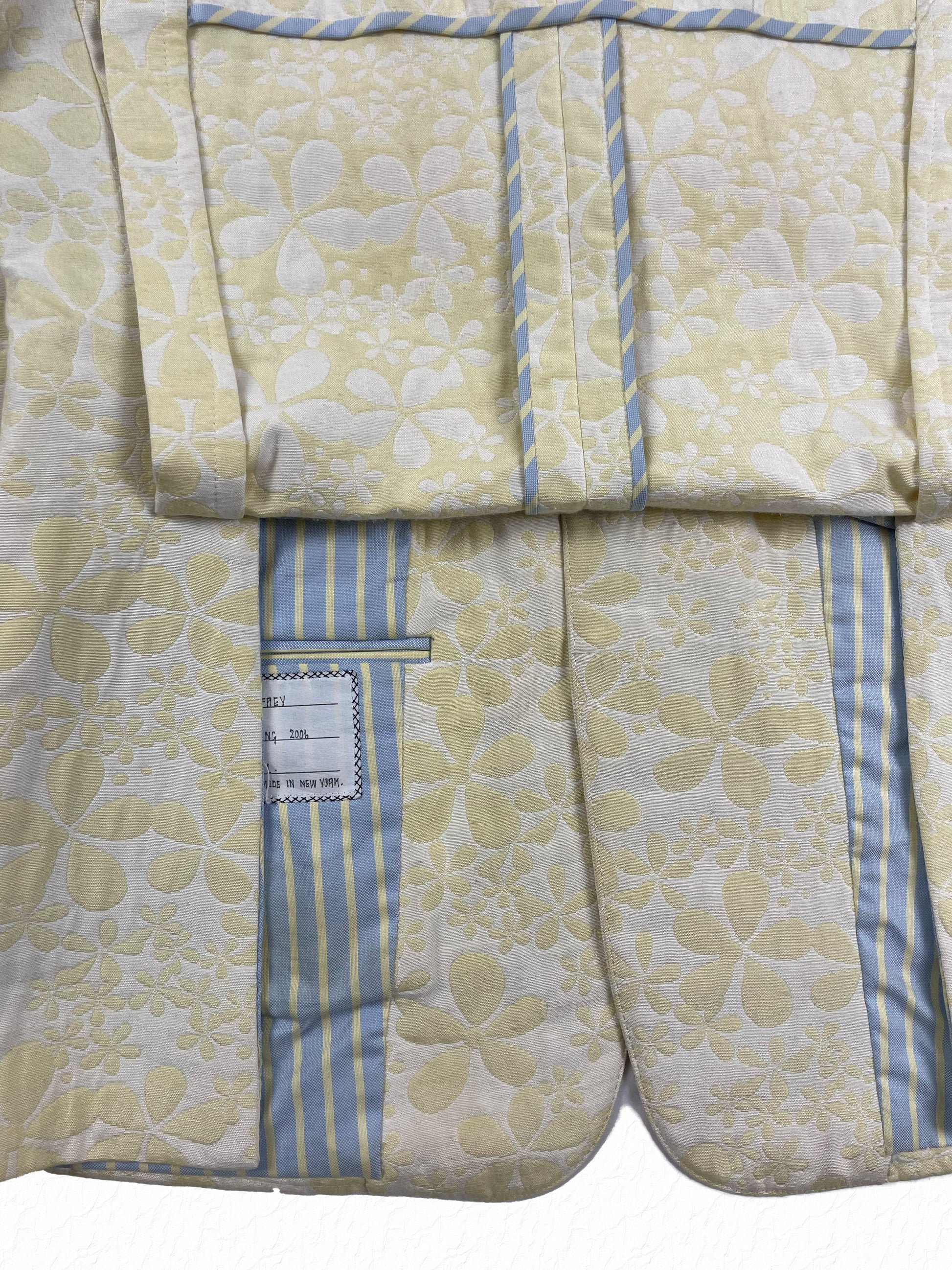 Thom Browne blue and yellow striped grosgrain interior lining